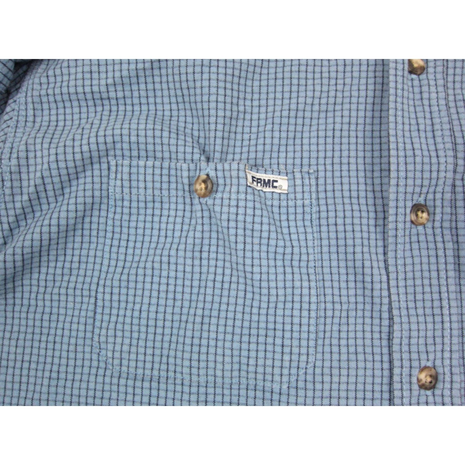 Vintage Tyndale Shirt Mens XL Blue Check Gingham Button-Up 90s USA Cotton Modacrylic Made in USA Size US XL / EU 56 / 4 - 3 Thumbnail