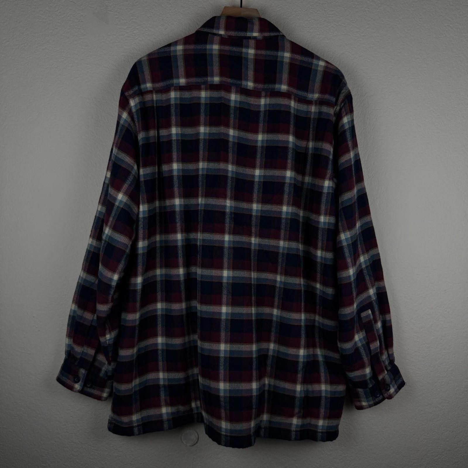 L.L. Bean L.L. Bean Flannel Men's L Navy Burgundy Fleece 100% Cotton Size US L / EU 52-54 / 3 - 5 Thumbnail