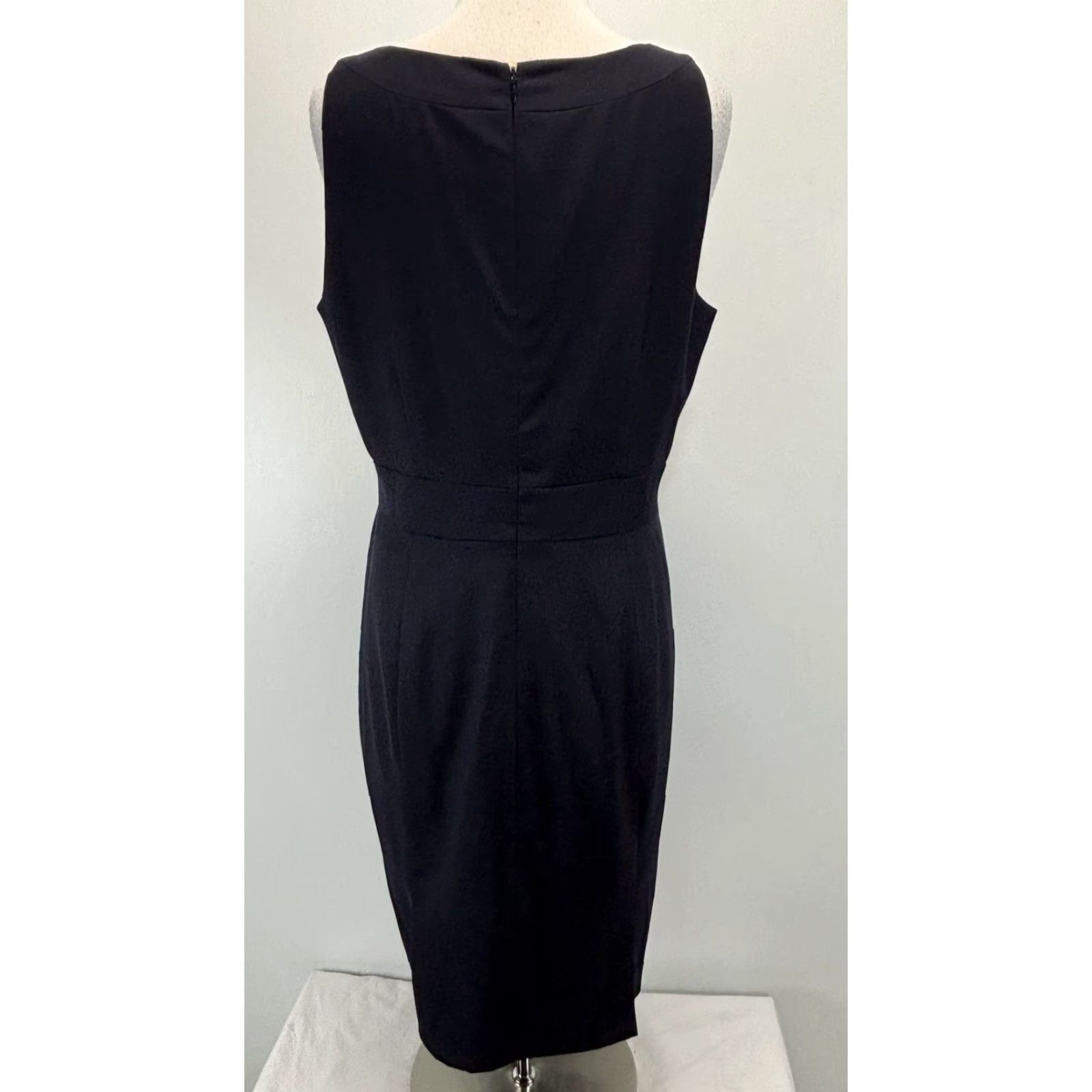 J.Crew J. Crew Factory Sheath Dress Womens 14 Navy Lightweight Wool Lined Capsule Care Dress Sleeveless Zip Knee Length Business Solid Preppy Womens Size XL / US 12-14 / IT 48-50 - 3 Thumbnail