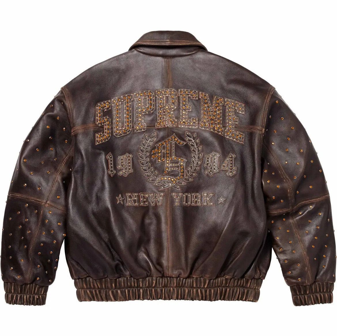 Supreme Supreme Gem Studded Leather Jacket Brown Size US S / EU 44-46 / 1 - 1 Thumbnail