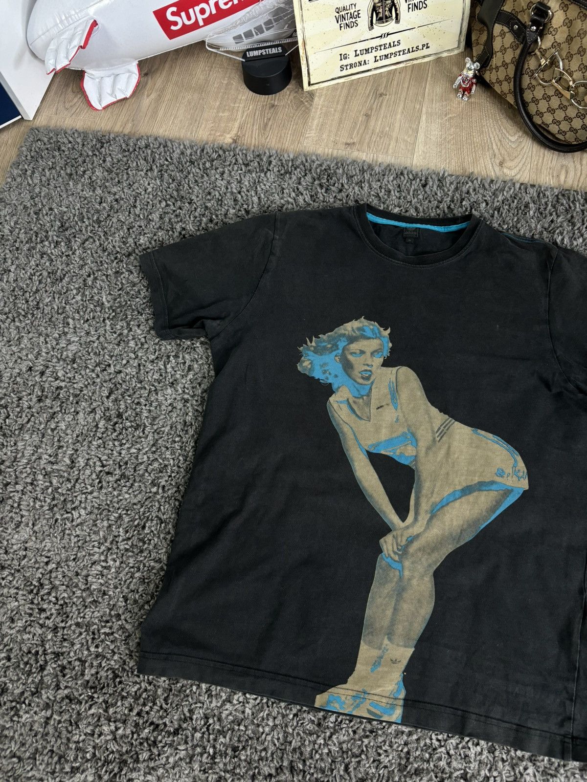 Adidas × Vintage 2006s Rare Crazy Graphic Tee Woman Adidas Faded Black Y2K Size US XL / EU 56 / 4 - 2 Thumbnail