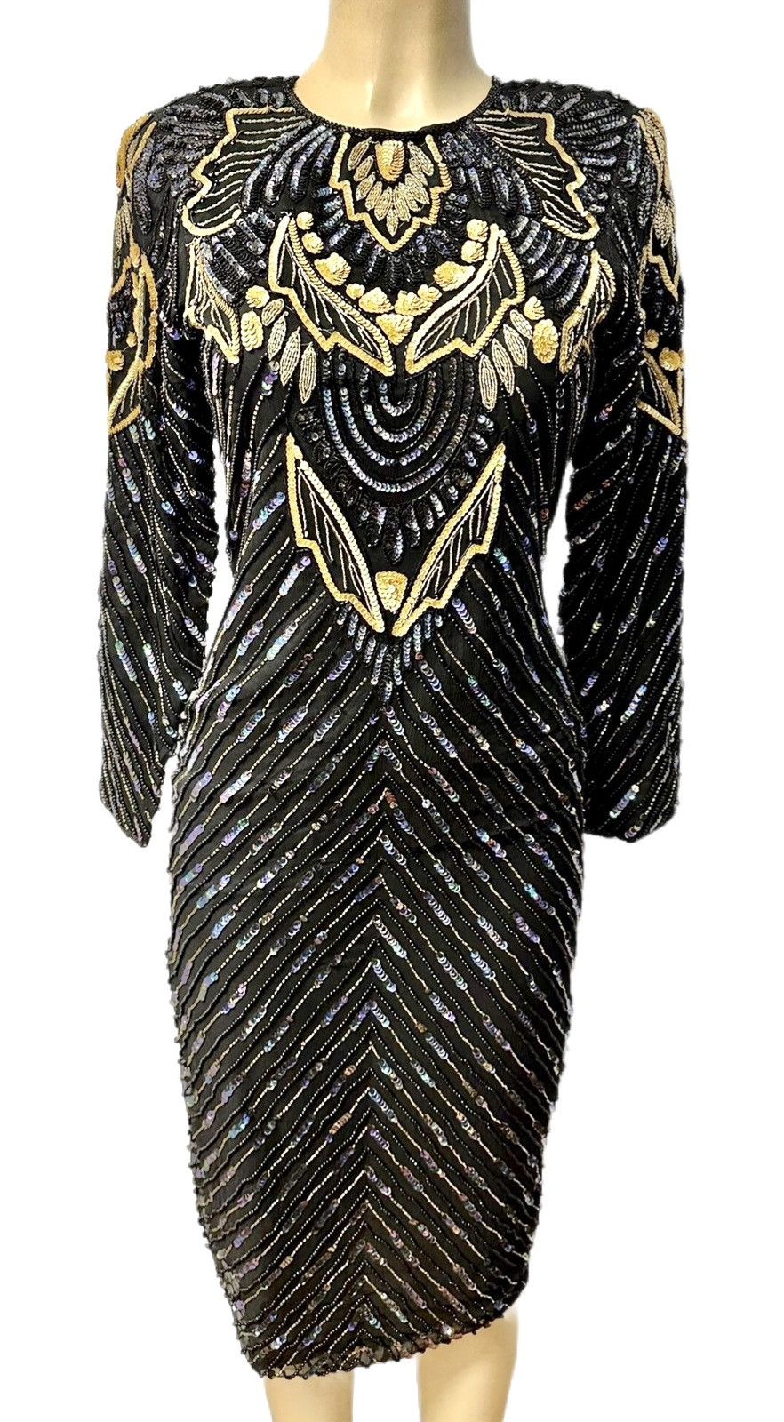 Other Sequin Evening Dress Black with Gold size 16 Size XXL / US 16-18 / IT 52-54 - 1 Thumbnail