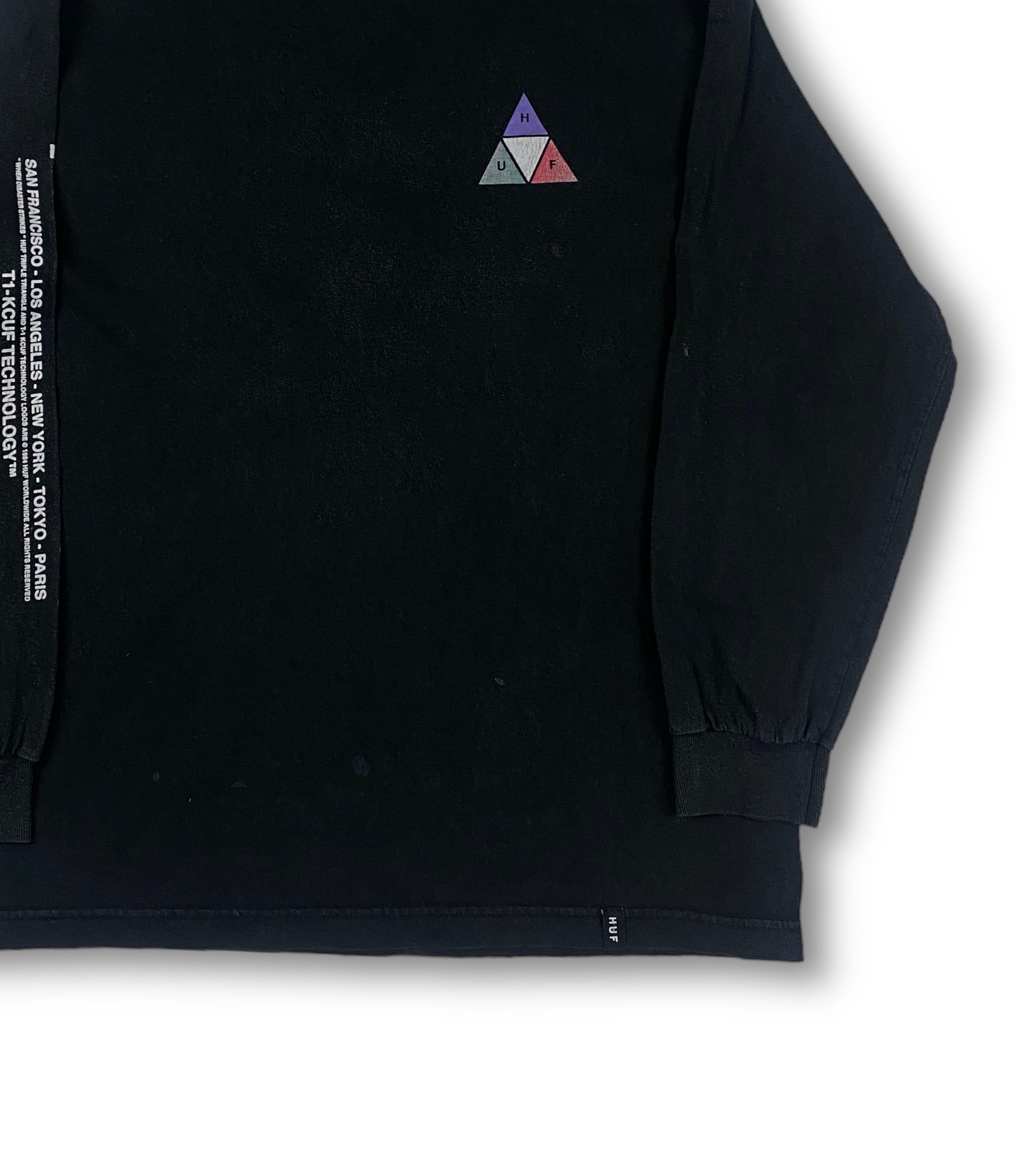 Huf Vintage HUF Distressed Black Faded Big Logo Longsleeve M546 Size US M / EU 48-50 / 2 - 2 Thumbnail