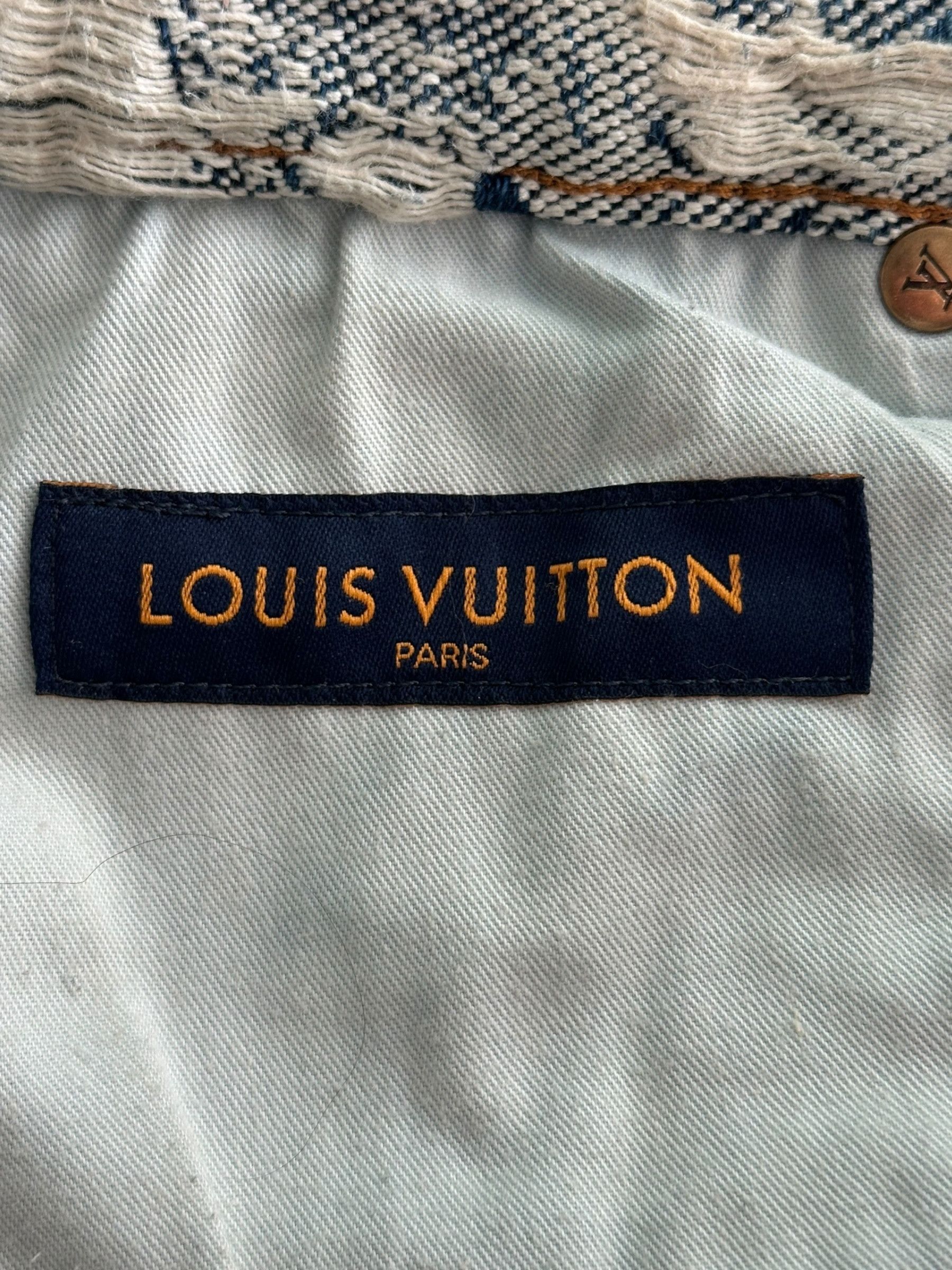 Louis Vuitton Blue & White Floral Distressed Carpenter Shorts Size US 28 / EU 44 - 3 Thumbnail