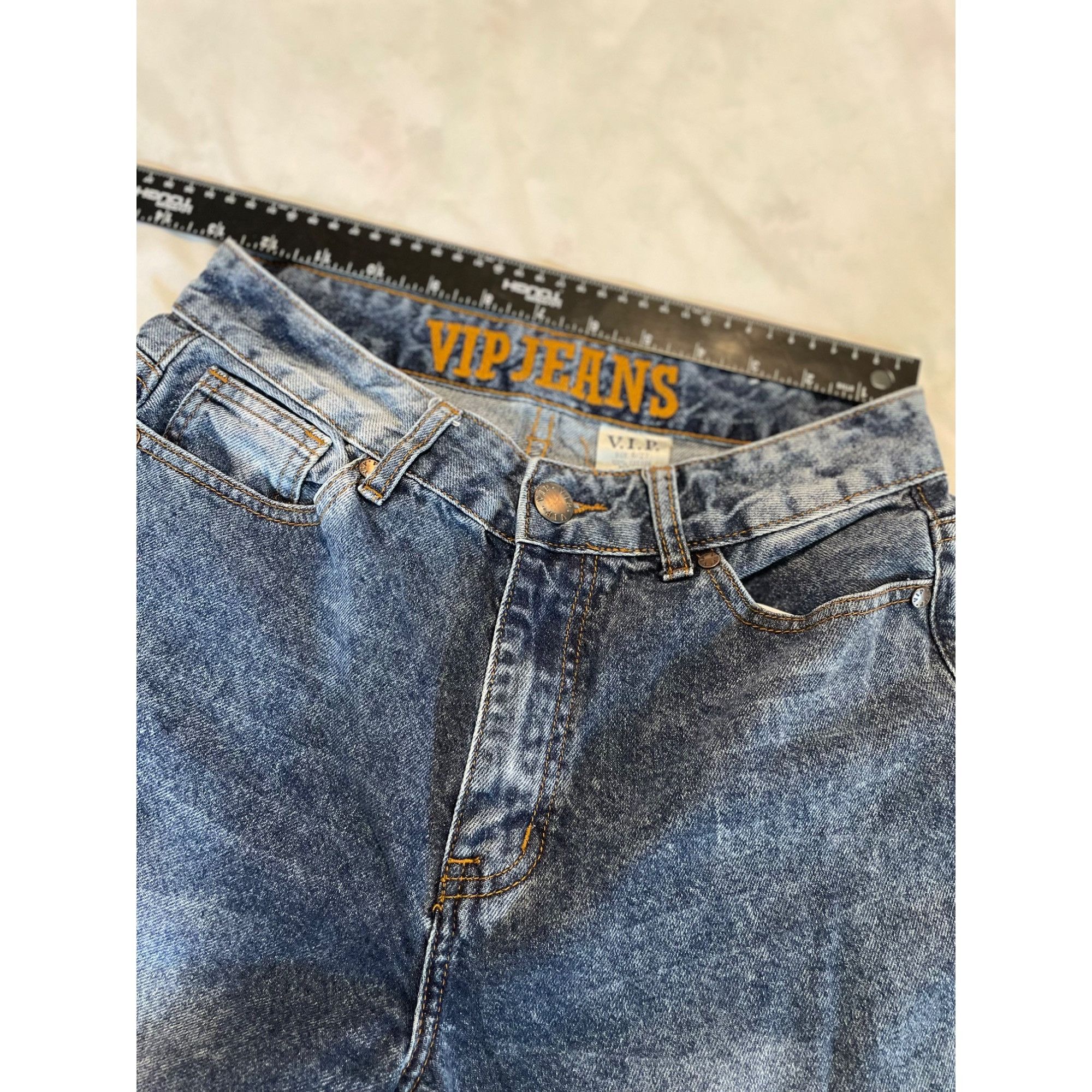 Vintage Vintage VIP Jeans Wide-Leg Denim Size 5/25 Blue Wash Retro S Size 25" / US 0 / IT 36 - 5 Thumbnail