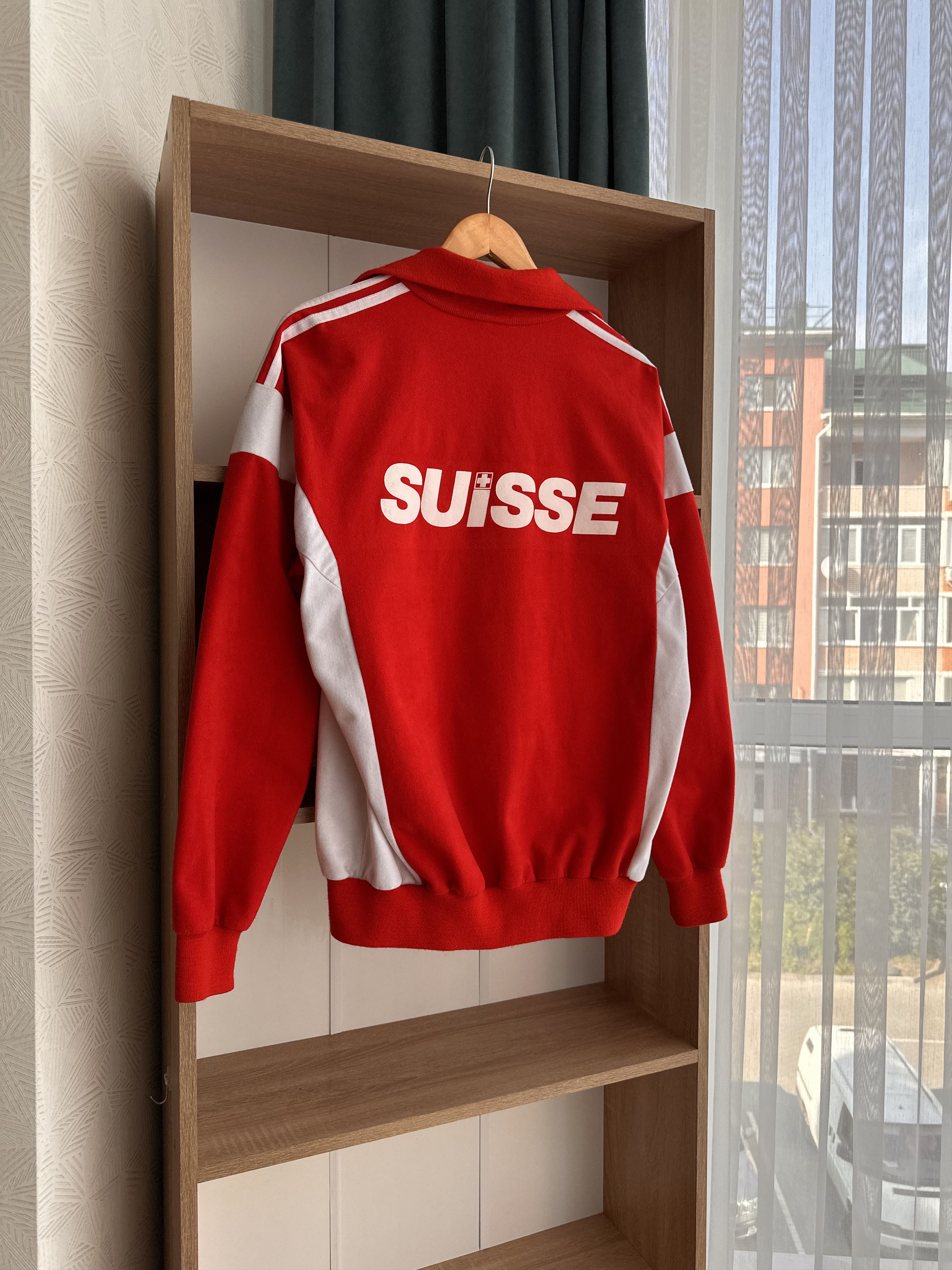 Adidas Vintage Adidas Suisse Handball Sportswear Red Hoodie Size US M / EU 48-50 / 2 - 8 Thumbnail