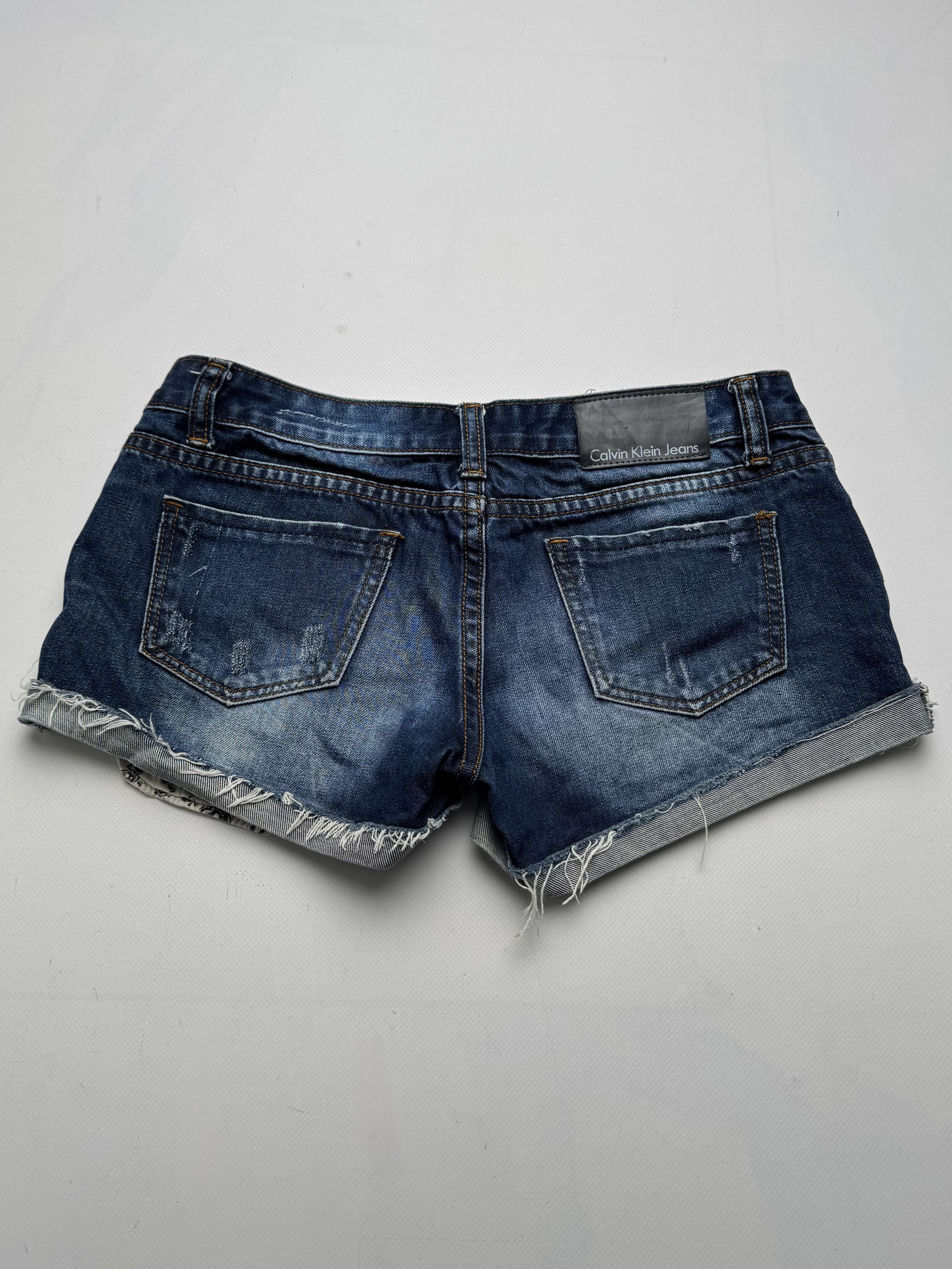 Vintage Y2K Women's Denim Shorts Distressed Cuffed Blue Low Rise E2 Size 27" / US 4 / IT 40 - 4 Thumbnail