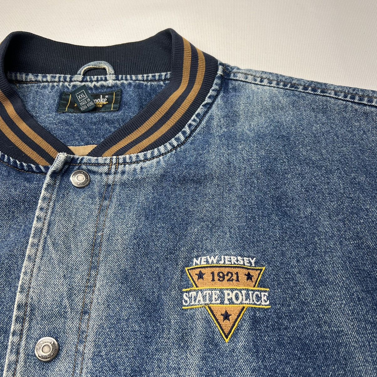 Dunbrooke × Vintage VTG Dunbrooke Denim Jacket Jersey State Police Jean Varsity Size US XXL / EU 58 / 5 - 3 Thumbnail