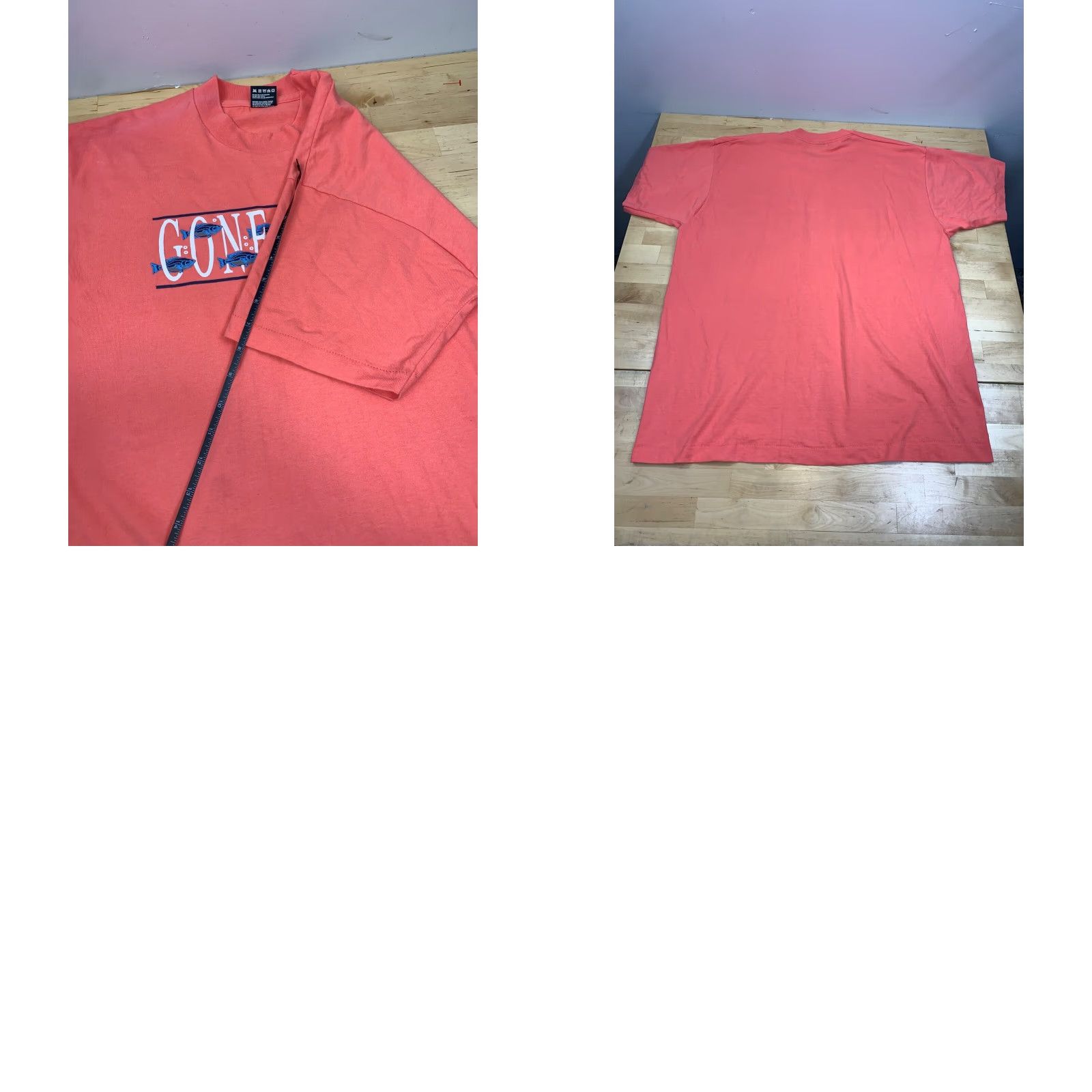Fruit Of The Loom VINTAGE Gone Fishin' Graphic T Shirt Mens XL Peach Florida Shirt Graphic Print Crew Neck Short Sleeve XL Mens Peach Florida Size US XL / EU 56 / 4 - 8 Thumbnail