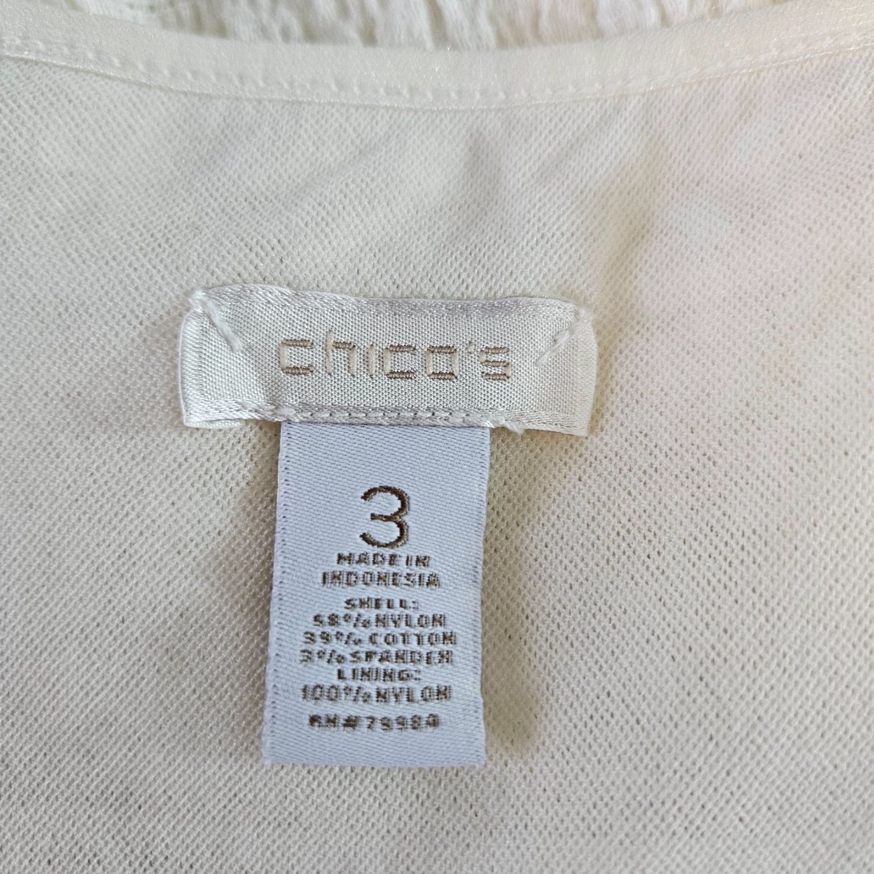 Vintage Chico's Womens Blouse Short Sleeve Round Neck Ivory XL Nylon Cotton Blend Top Shirt Womens Size XL / US 12-14 / IT 48-50 - 5 Thumbnail