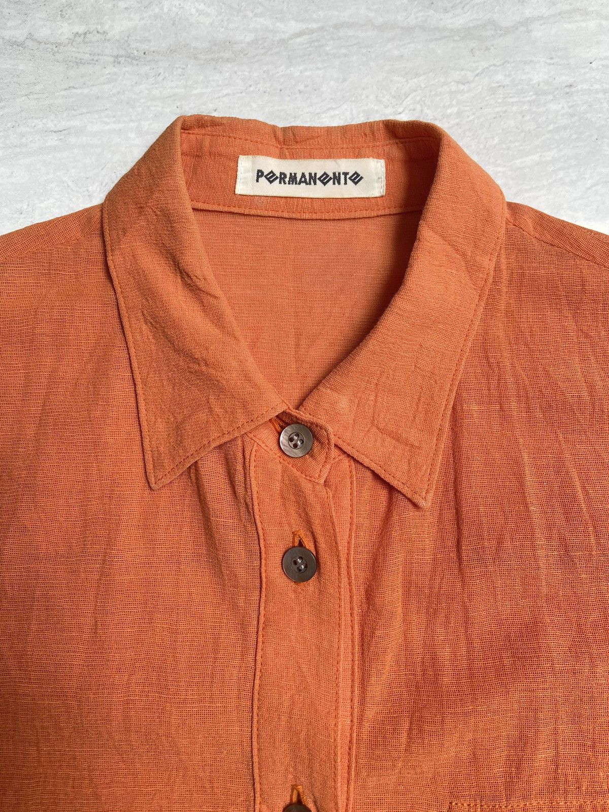 Designer × Issey Miyake × Japanese Brand PERMANENTE Orange Shirt Size US S / EU 44-46 / 1 - 5 Thumbnail