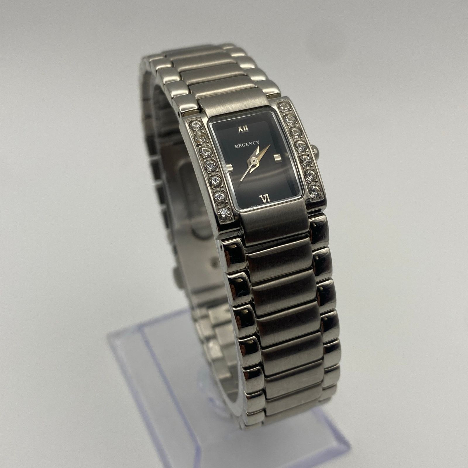 Other Elegant Regency Silver Tone Watch Black Dial Crystal Bezel Size ONE SIZE - 2 Thumbnail