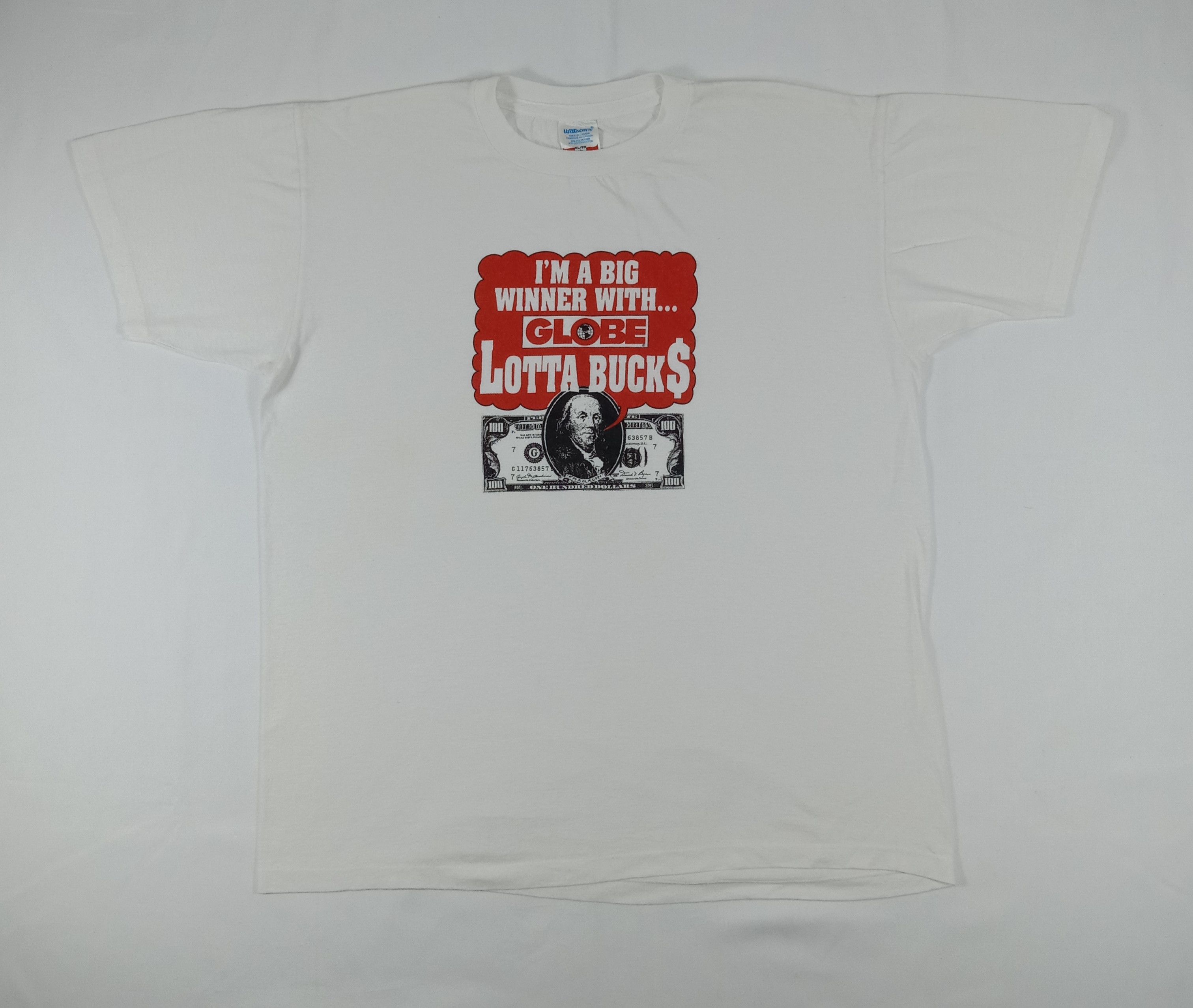 Vintage Vintage Watson's "I Am A Big Winner Globe Lotta Bucks" Tee Size US XL / EU 56 / 4 - 1 Thumbnail