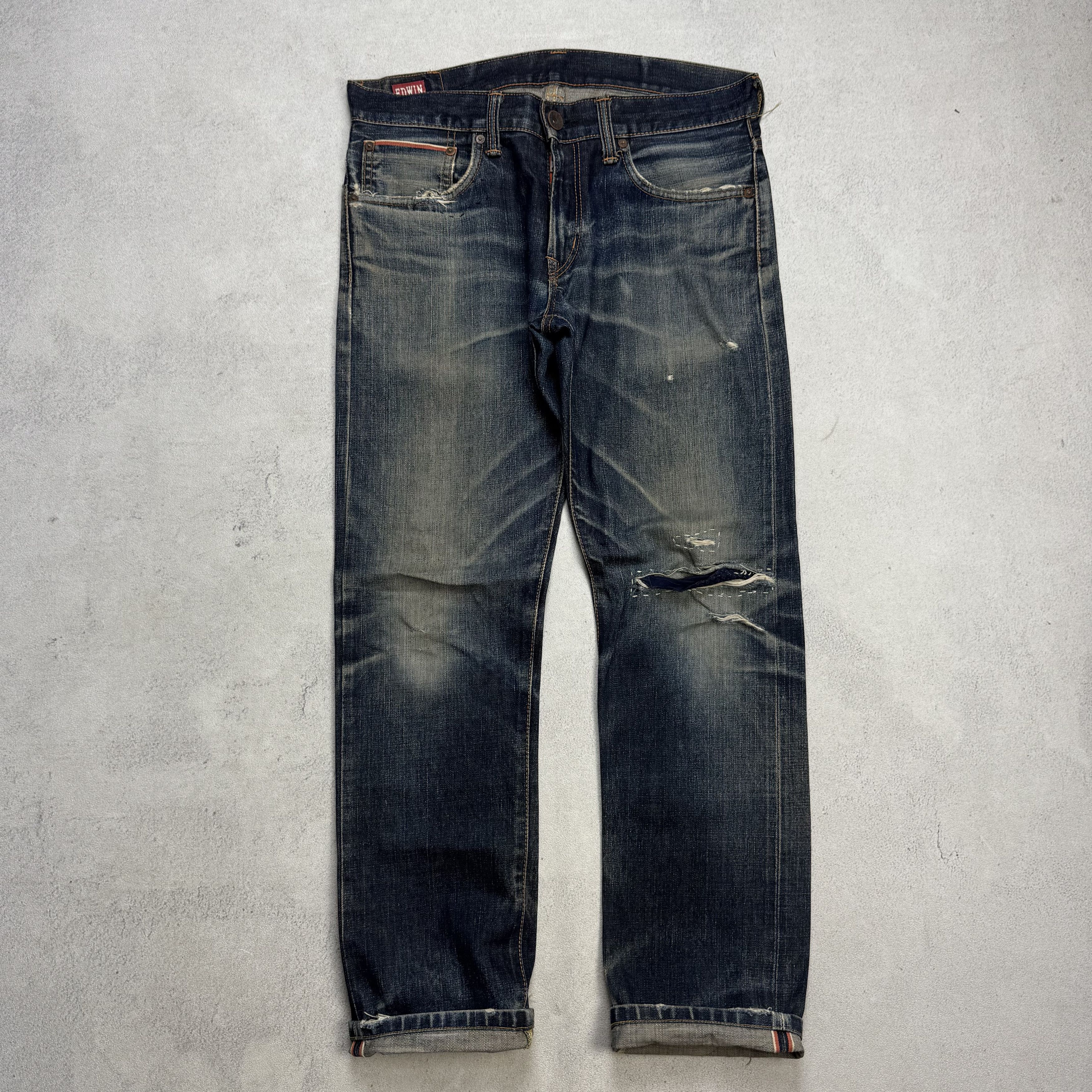 Edwin Vintage Edwin 505zxx Selvedge Distressed Denim Size US 31 - 1 Thumbnail