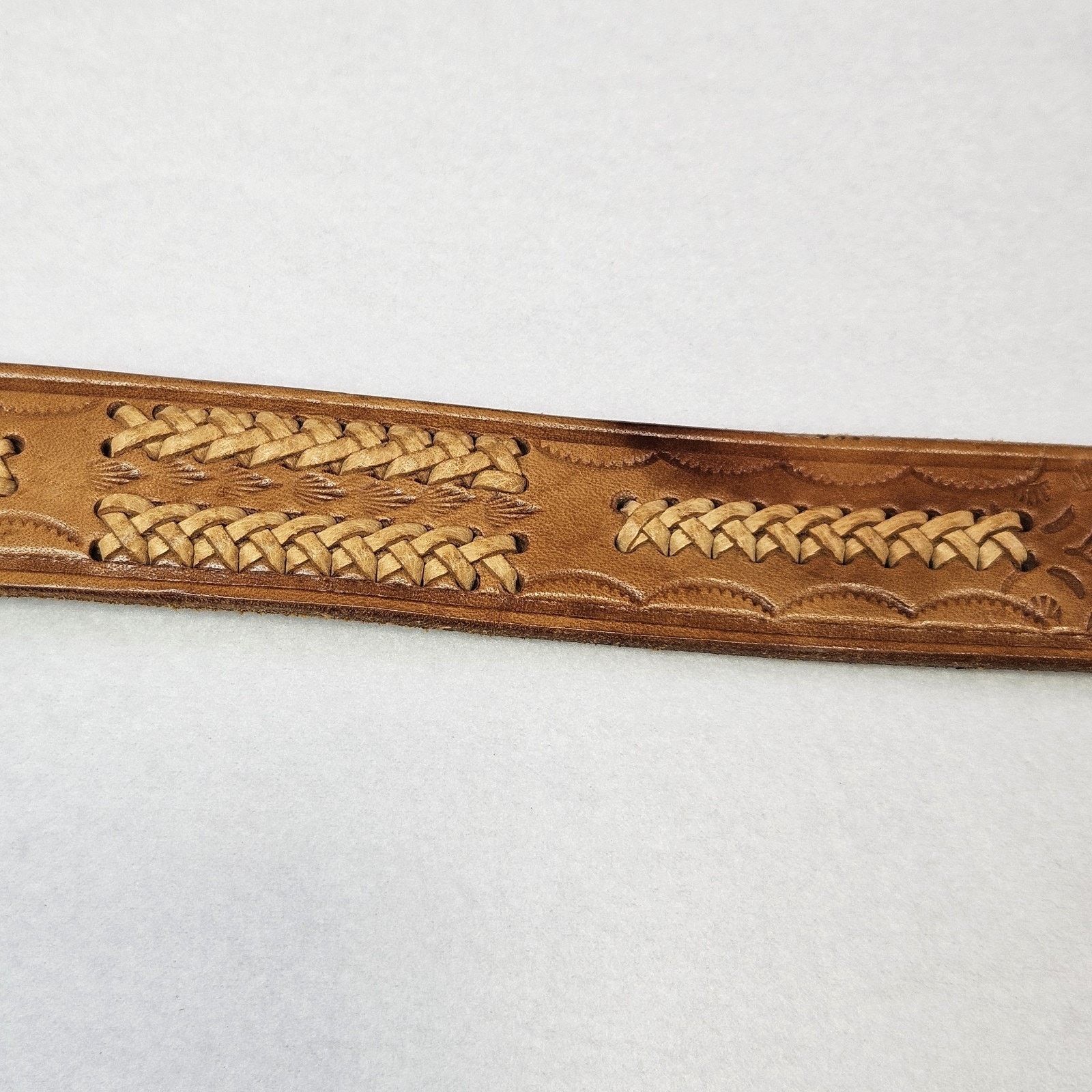 Vintage Tooled Leather Western Belt Southwestern Removable Buckle Size 42 - 16 Thumbnail
