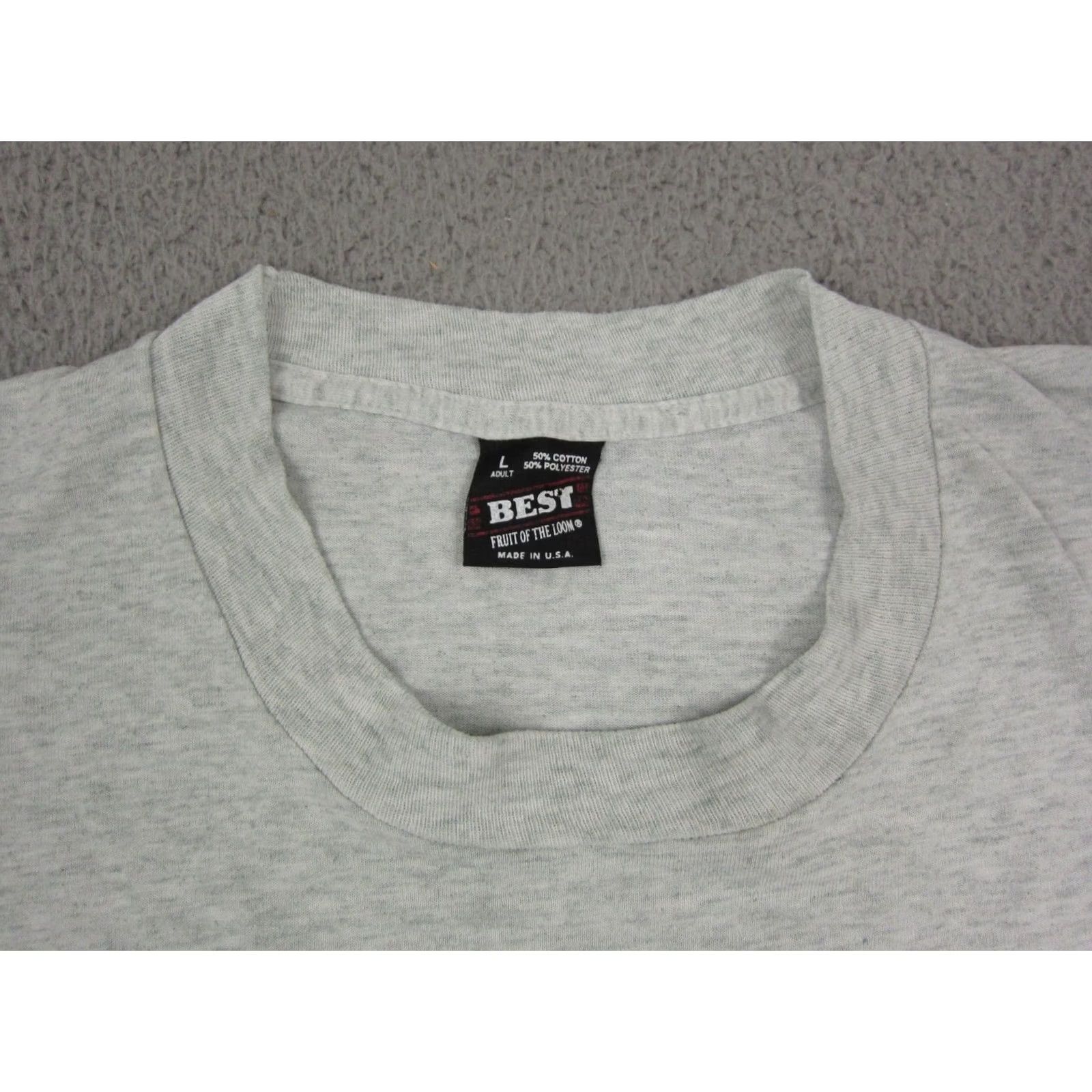Fruit Of The Loom VIntage Helping Hands Shirt Adult Large Gray Iowa Share Made in USA 80s 90s Size US L / EU 52-54 / 3 - 6 Thumbnail