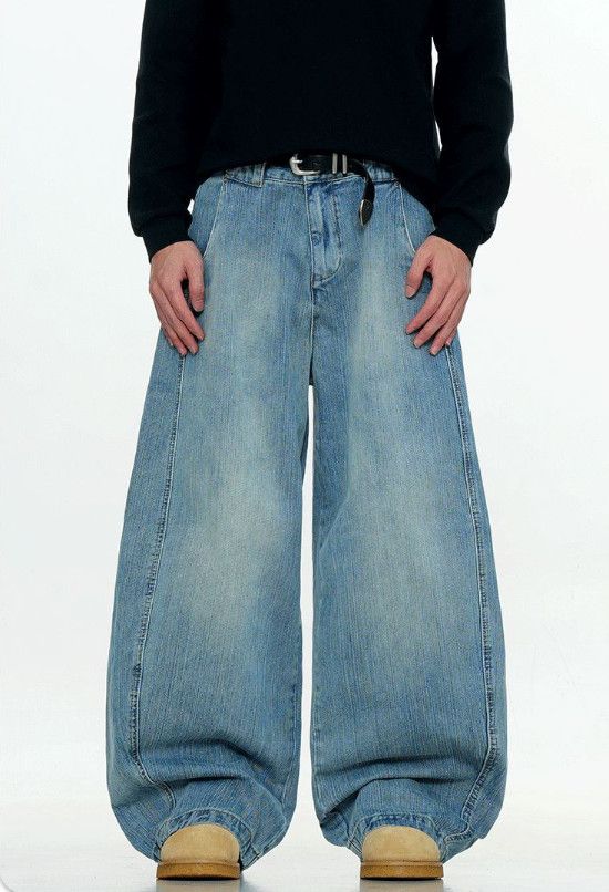 Jean American retro men's washed wide-leg loose scimitar jeans Size US 32 / EU 48 - 1 Thumbnail