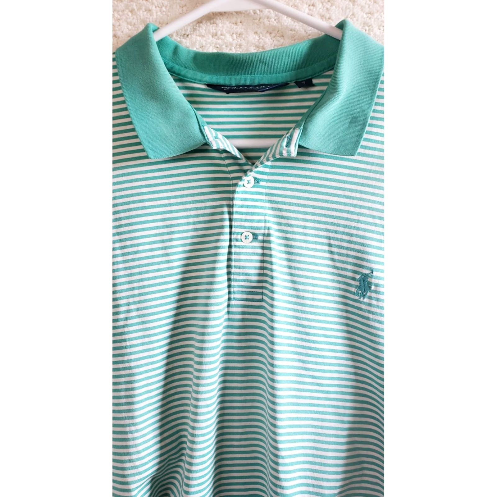 Vintage Polo Golf Polo Shirt L Green Stripe Short Sleeve Pima Cotton Mens Classic Fit Size US L / EU 52-54 / 3 - 4 Thumbnail