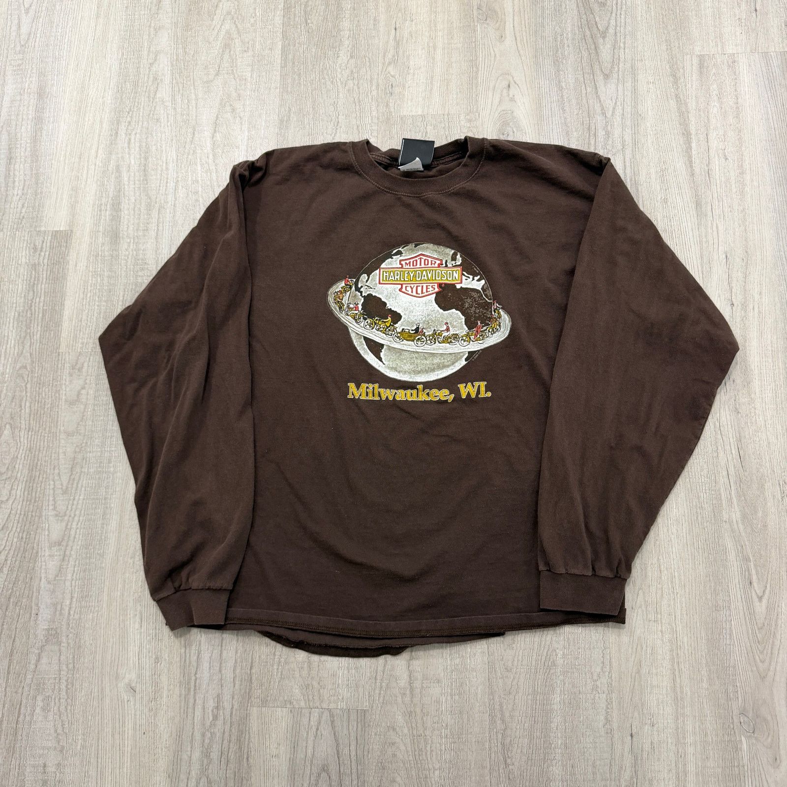 Harley Davidson Vintage Harley Davidson Shirt Men's 2XL Brown Long Sleeve Size US XXL / EU 58 / 5 - 1 Thumbnail