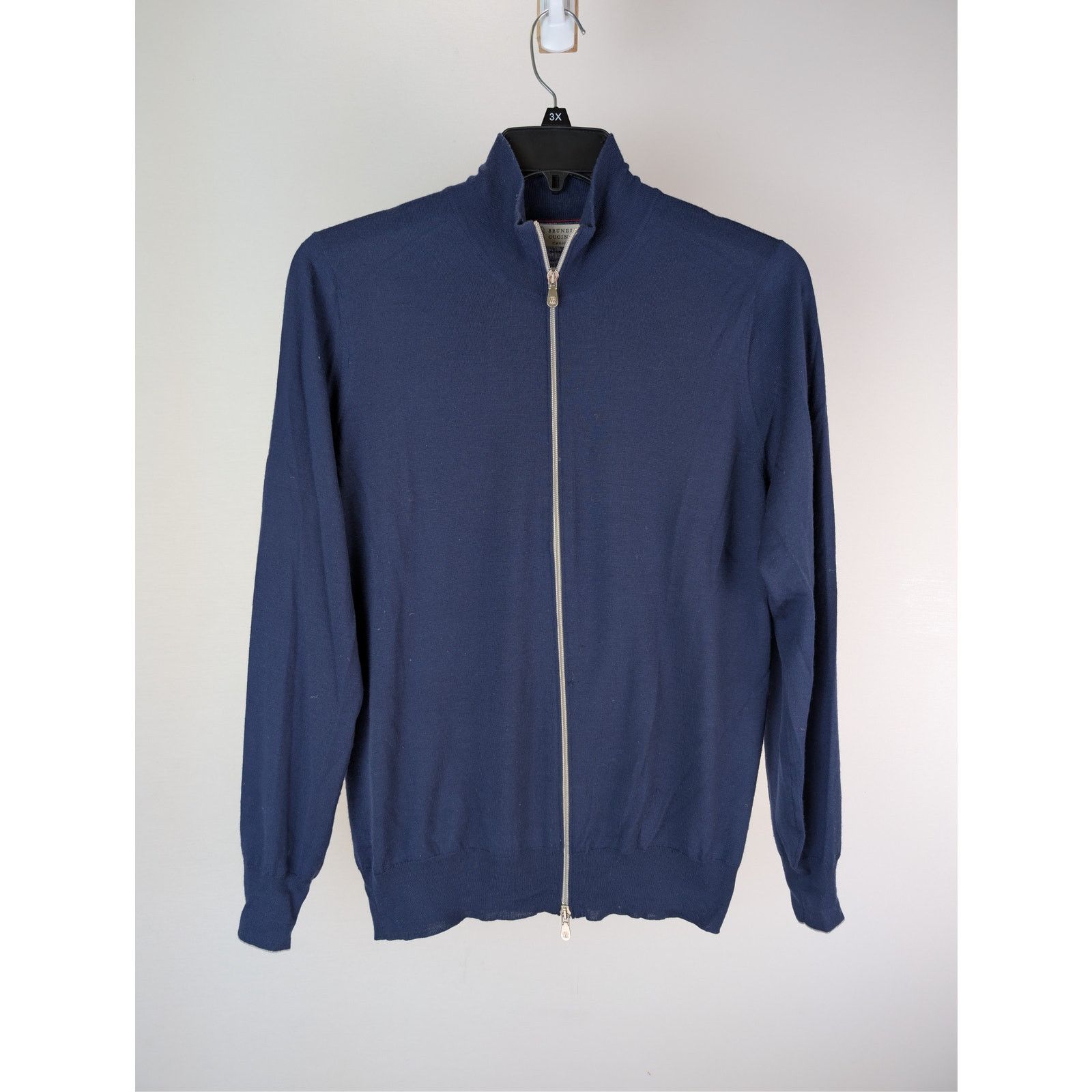 Brunello Cucinelli o1rshd1 CC20 Full Zip Cardigan Sweater Sweatshirt Navy Blue Size US M / EU 48-50 / 2 - 2 Thumbnail