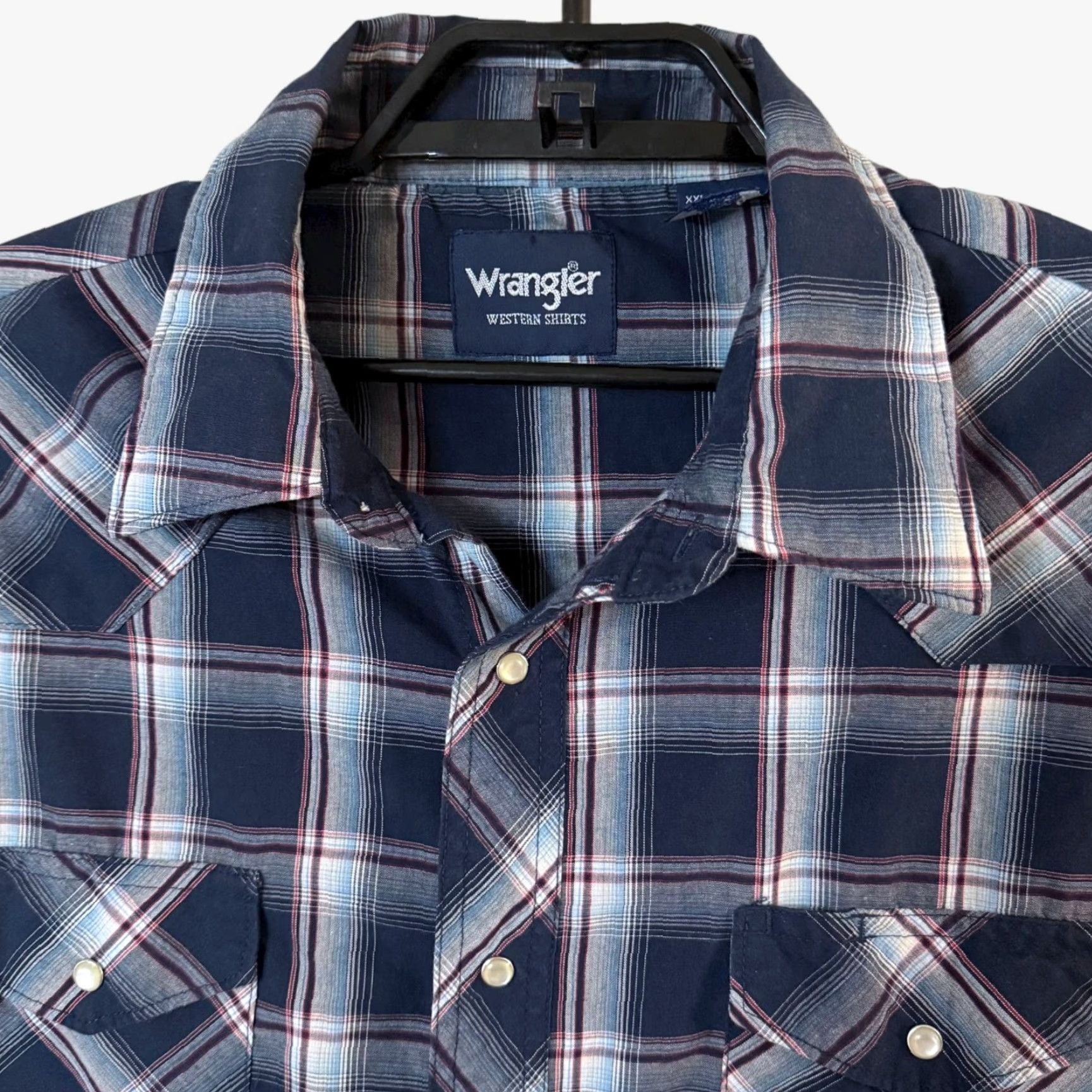 Wrangler VINTAGE Wrangler Plaid Pearl-Snap Western Shirt Blue Men's XXL Button-Up Long-Sleeve Size US XXL / EU 58 / 5 - 5 Thumbnail