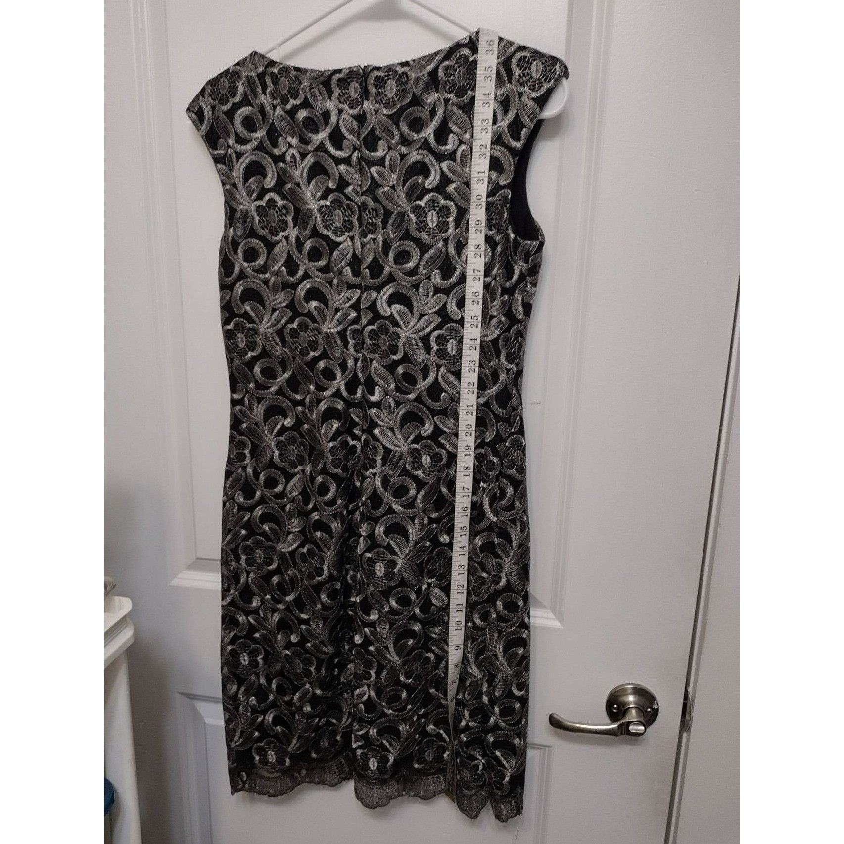 Lauren Ralph Lauren Lauren Ralph Lauren Silver Lace Overlay Black Mini Party Dre Size S / US 4 / IT 40 - 4 Thumbnail