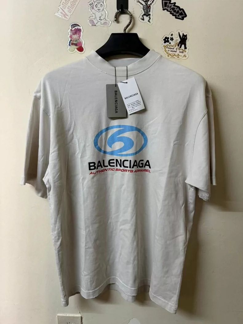 Balenciaga Balenciaga Wave Destruction Logo Short Sleeve Off-White XS Size US XS / EU 42 / 0 - 1 Thumbnail