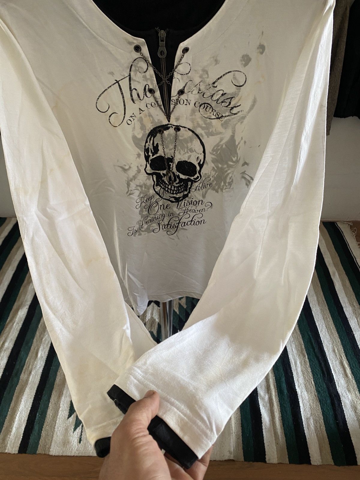 Maison Margiela Vintage y2k Spinash Double Layer Skull Necklace Long Shirt Size US L / EU 52-54 / 3 - 9 Thumbnail
