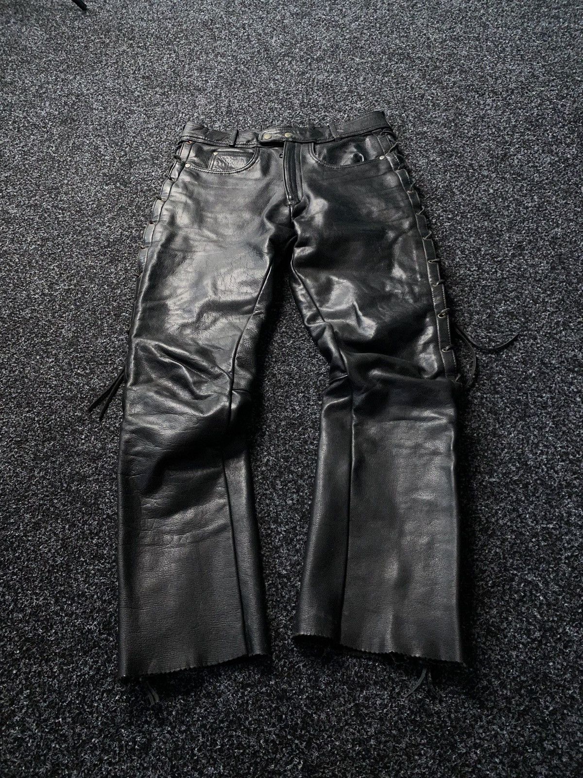 Leather Real Leather Moto Biker Racing Pants Opium y2k Size US 33 - 1 Thumbnail