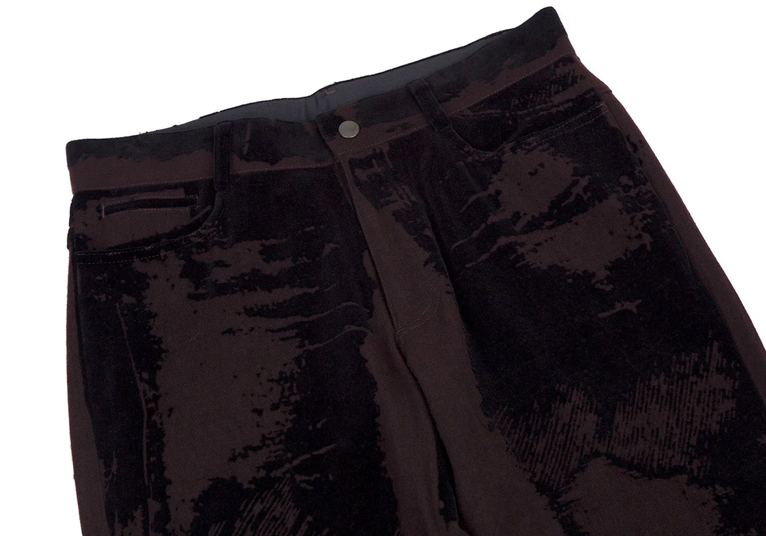 Jean Paul Gaultier Graphic Flocked Wool Pants in Brown and Black, Size 46 Size US 30 / EU 46 - 2 Thumbnail