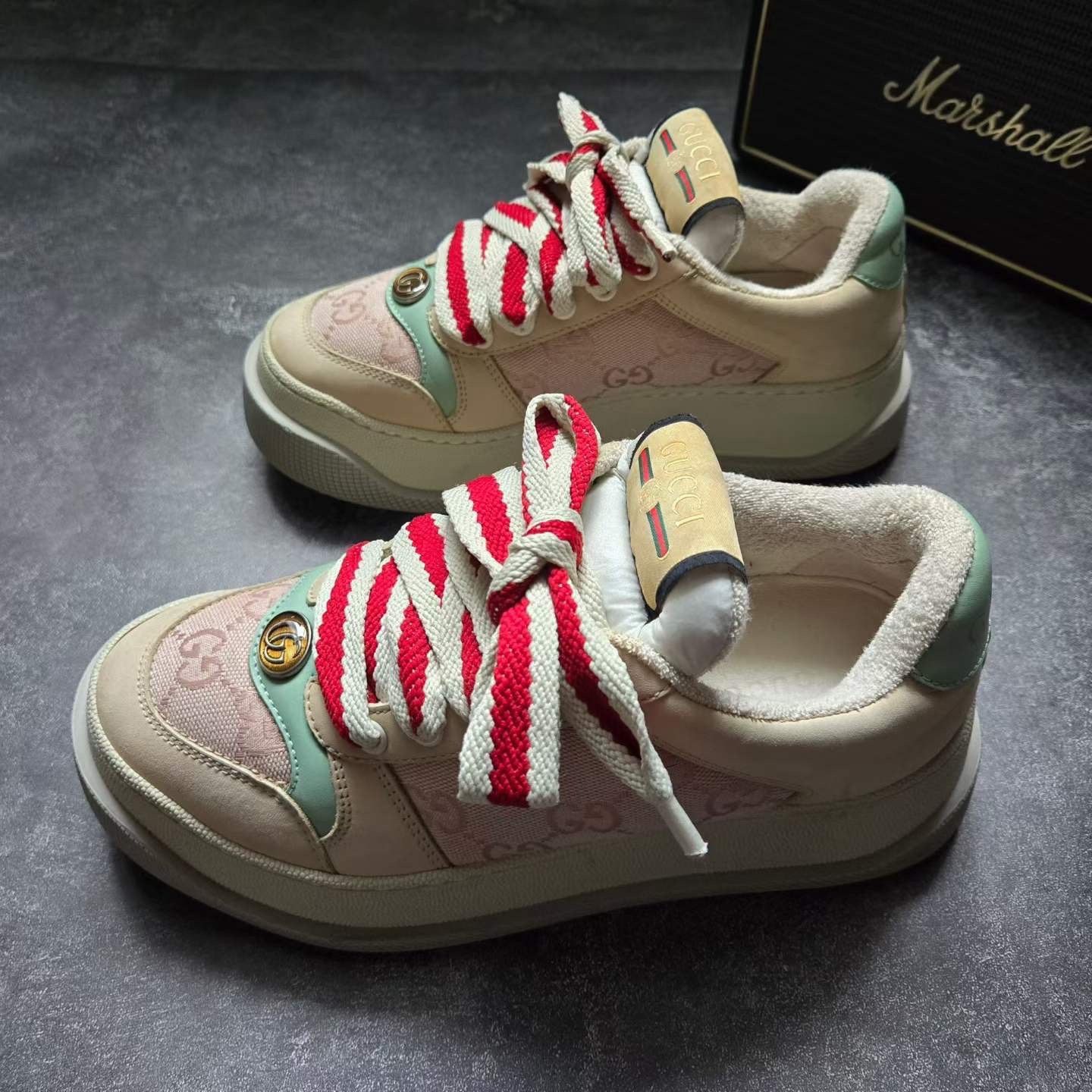Gucci Gucci Pink Distressed Sneakers Size US 4.5 / IT 34.5 - 1 Thumbnail
