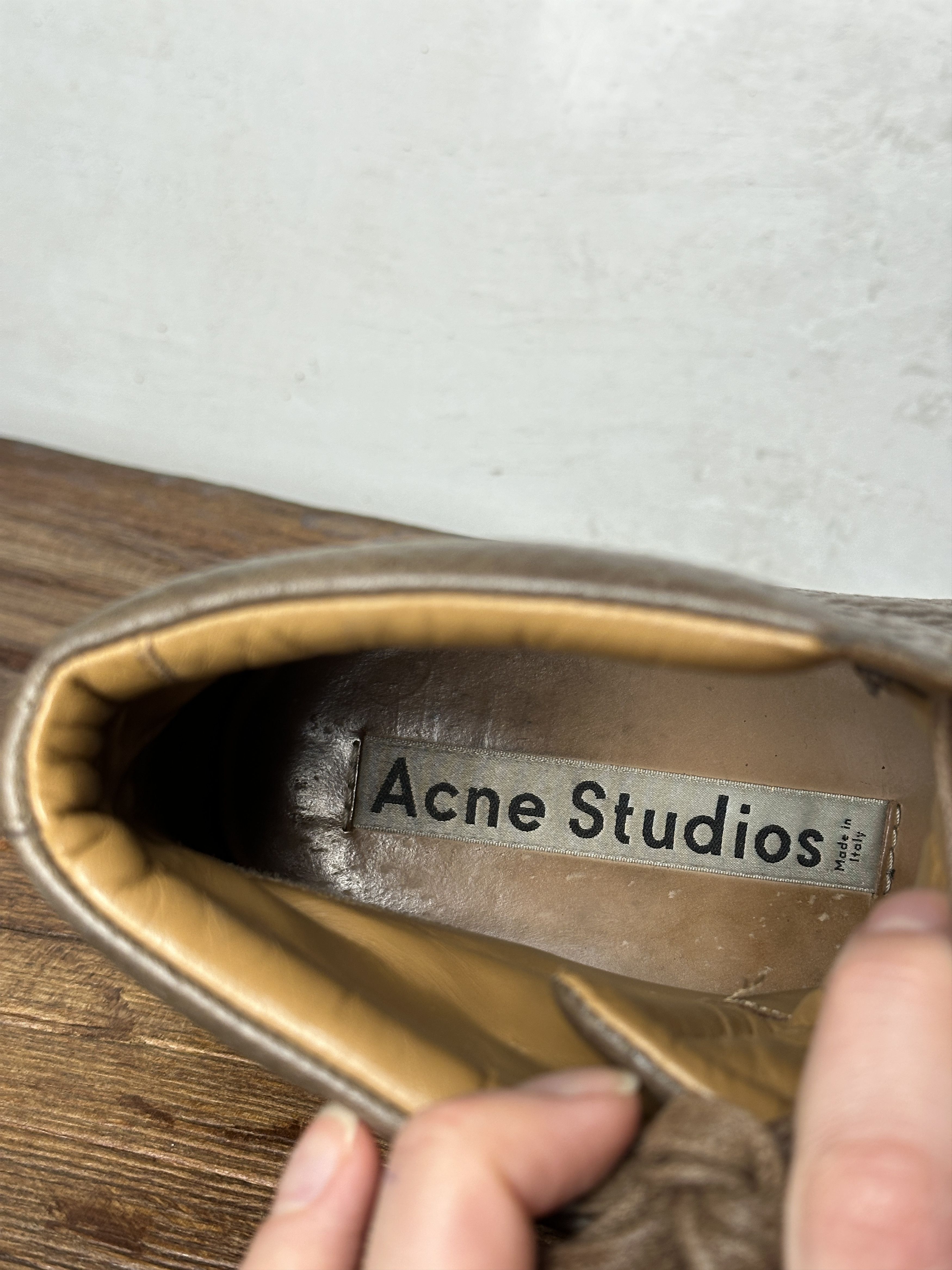 Acne Studios ACNE STUDIOS LOGO BROWN LEATHER HIGH TOP SNEAKERS Size US 10 / EU 43 - 11 Thumbnail