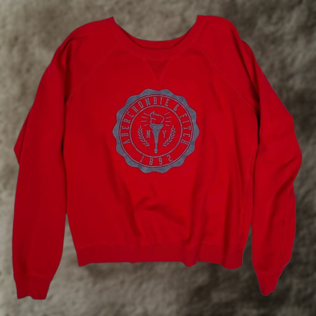 Abercrombie & Fitch Abercrombie & Fitch Raglan Sweatshirt Women's M Red Crew Neck Logo VTG Pullover Casual Size M / US 6-8 / IT 42-44 - 1 Thumbnail