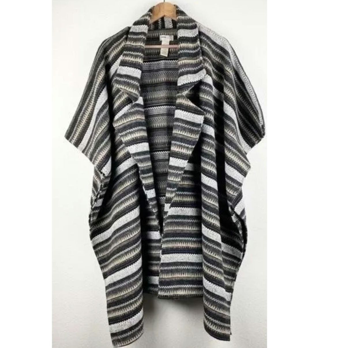 Free People New FREE PEOPLE X Jackson Stripe Oversized Poncho $148 OS Size ONE SIZE - 3 Thumbnail