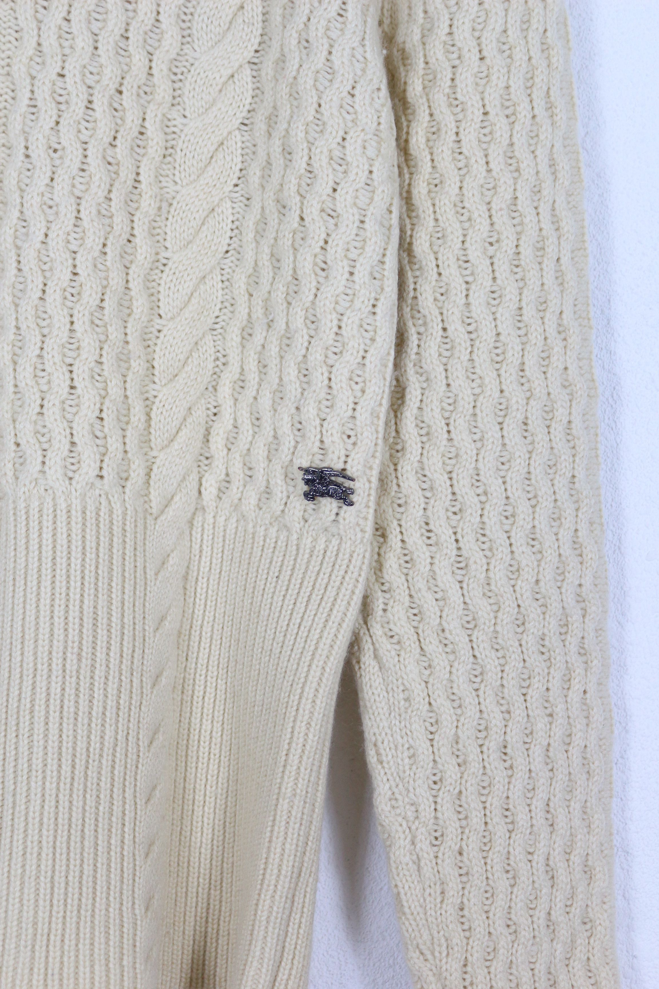 Burberry Burberry Knight Logo Wool Cashmere Cable Knit Sweater Size M / US 6-8 / IT 42-44 - 3 Thumbnail
