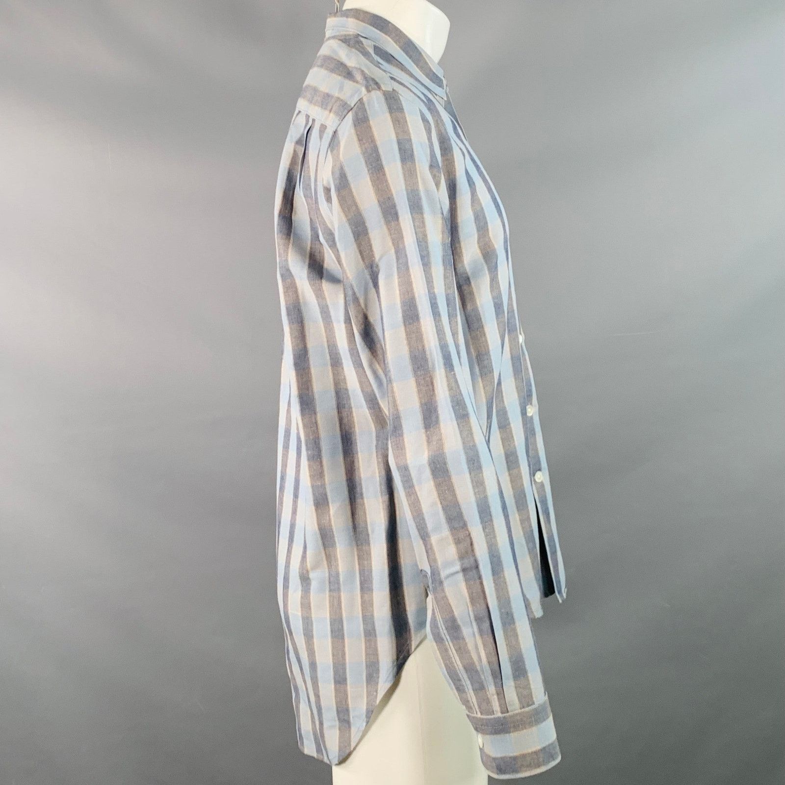 Our Legacy Blue Grey Plaid Linen Cotton One Pocket Long Sleeve Shirt Size US S / EU 44-46 / 1 - 3 Thumbnail