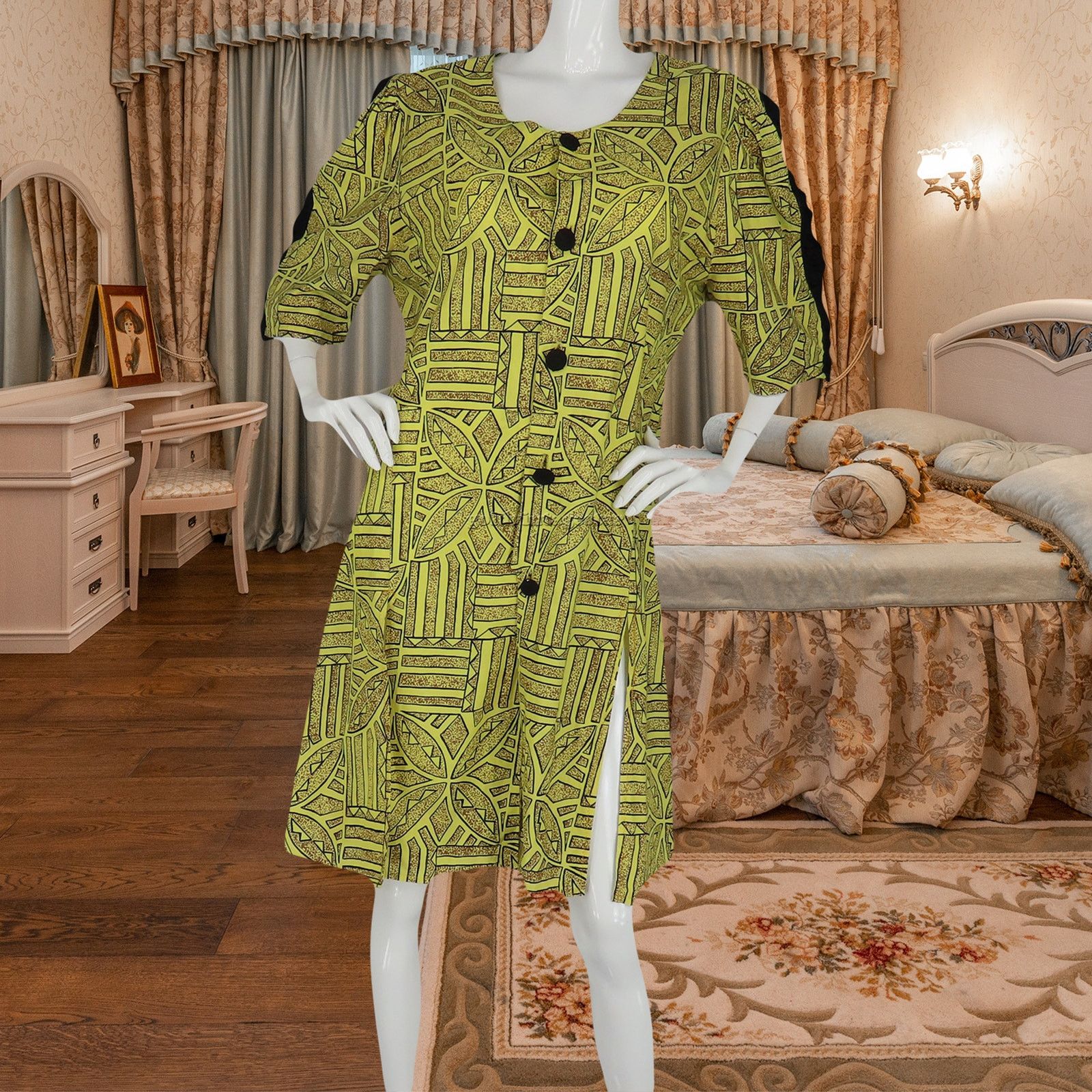 Other Vintage Tribal Ethnic Print Button-Up Dress XL Size XL / US 12-14 / IT 48-50 - 3 Thumbnail