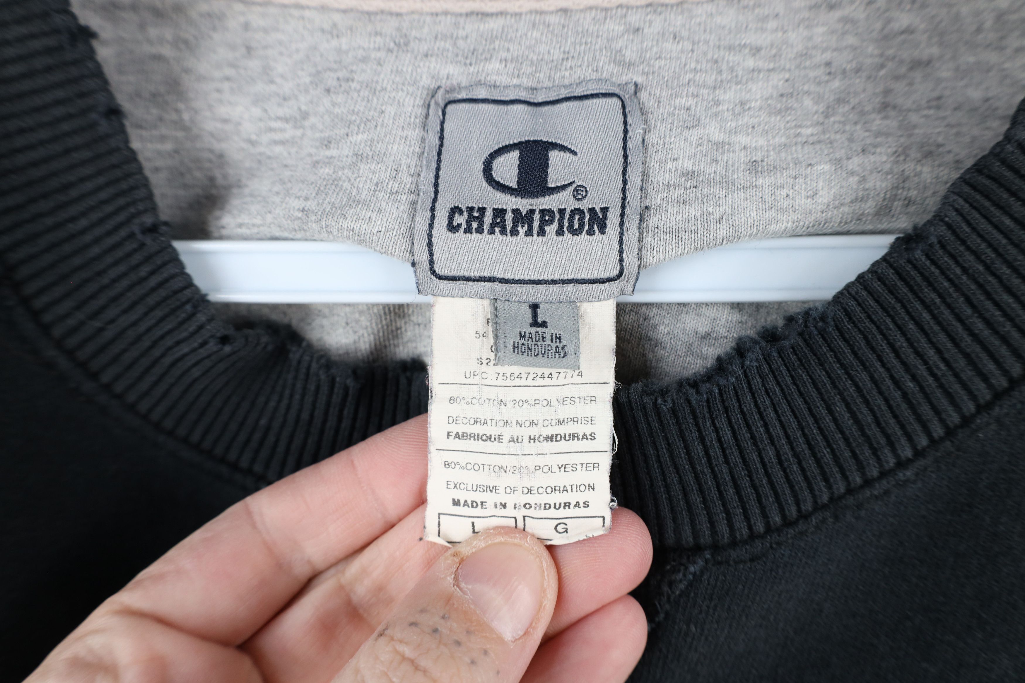 Champion × Vintage Vintage 90s Champion Cut Off Crewneck Sweatshirt Black Size US L / EU 52-54 / 3 - 7 Thumbnail