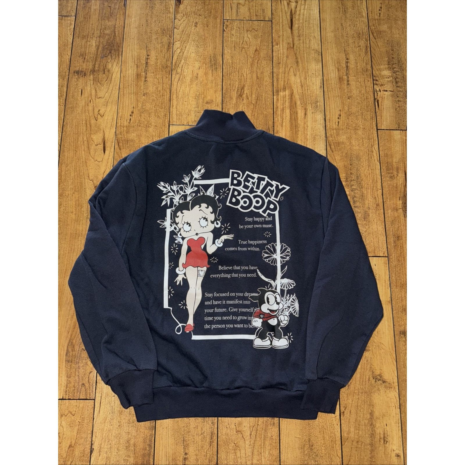 Vintage Betty Boop Quarter Zip Sweater Blue Large 20x24 Size US L / EU 52-54 / 3 - 4 Thumbnail