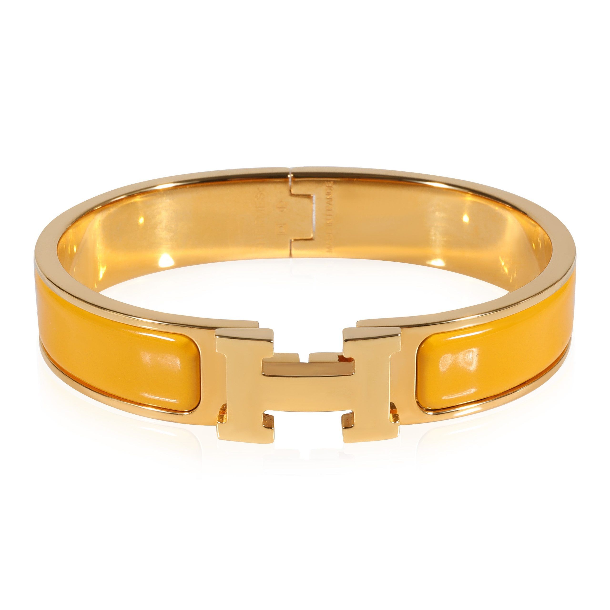 image of Hermes Clic H Jaune Bracelet in Silver, Women's