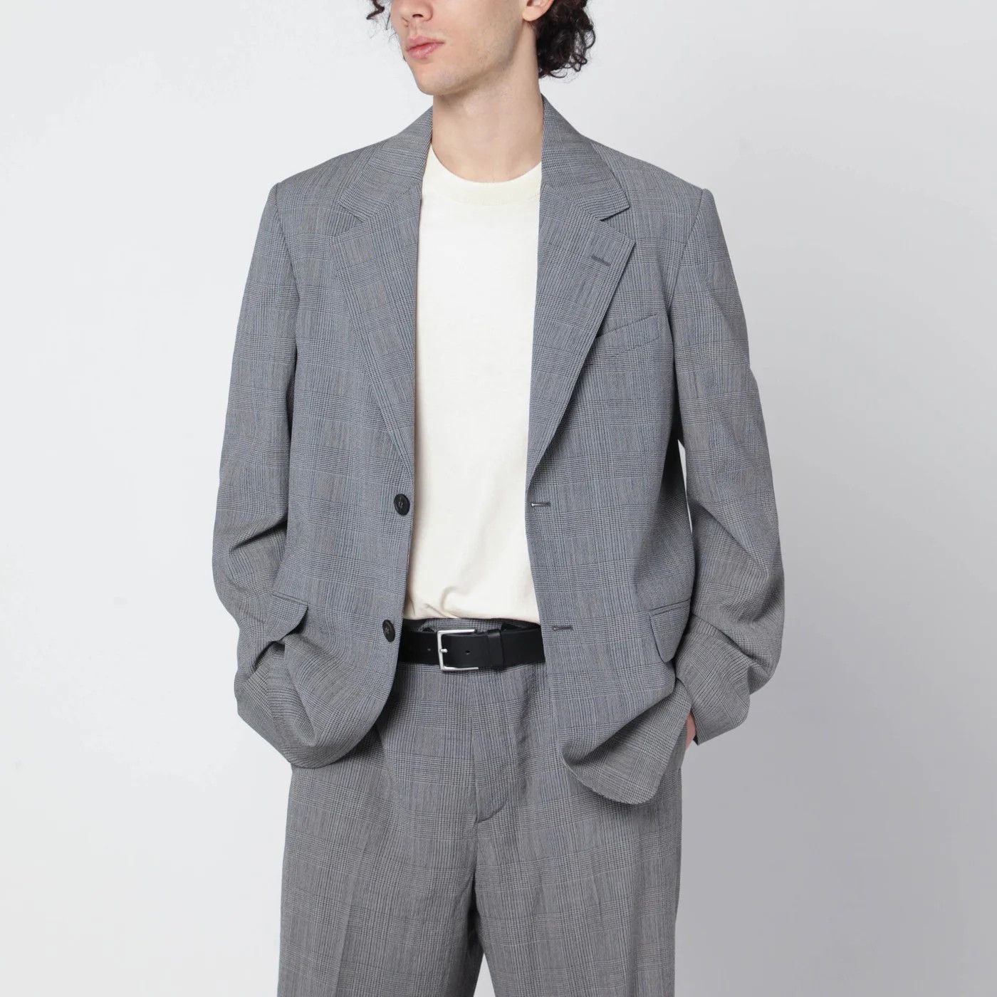 Golden Goose o1d2blof0426 Single-Breasted Prince Of Wales Jacket in Gray Size US M / EU 48-50 / 2 - 4 Thumbnail