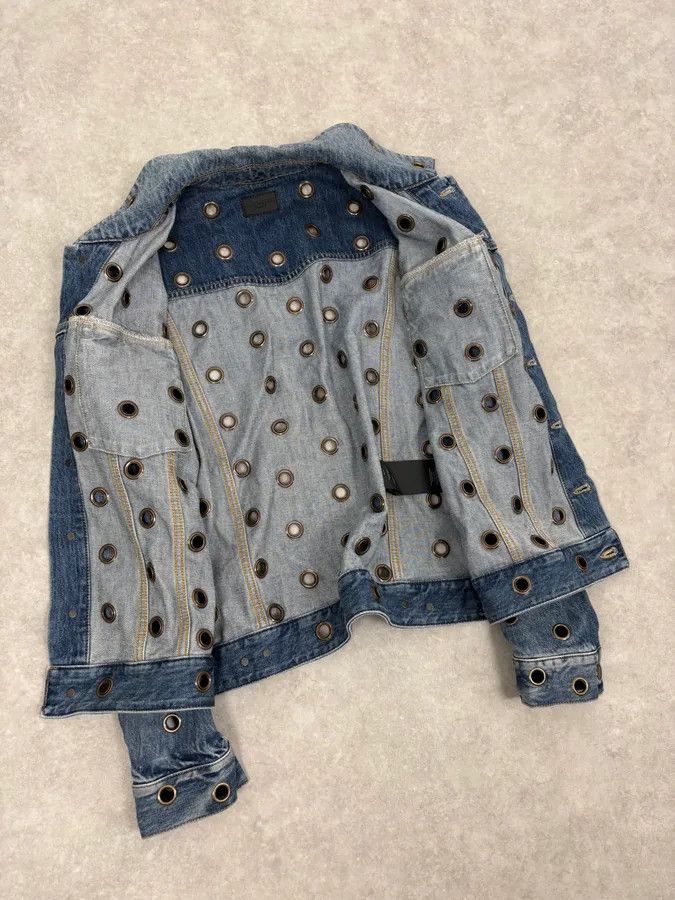 Saint Laurent Paris SS2021 Saint Laurent Light Blue Eyelet Denim Jacket Size S / US 4 / IT 40 - 7 Thumbnail