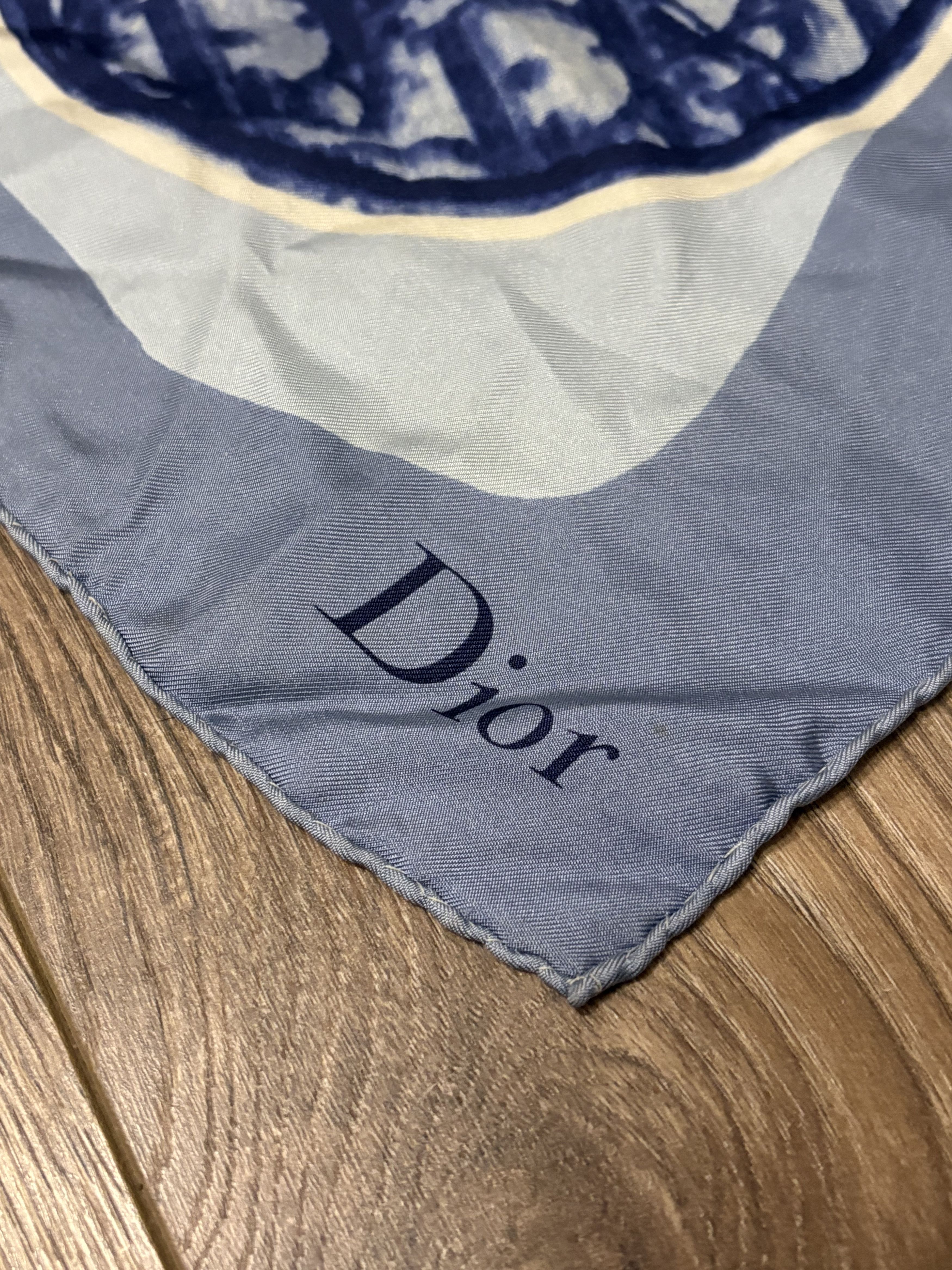 Christian Dior Monsieur Christian Dior Silk Scarf Blue Monogram Accessories Art Size ONE SIZE - 9 Thumbnail
