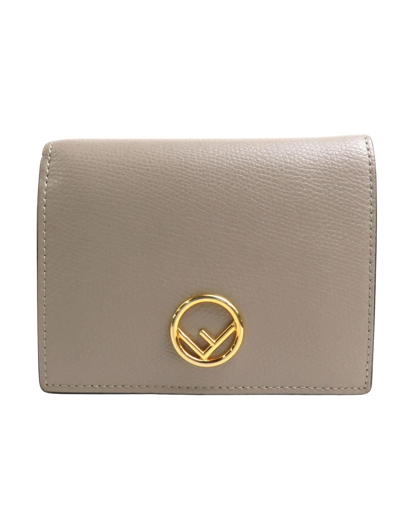 image of Fendi Beige Leather Bi-Fold Wallet, Women's