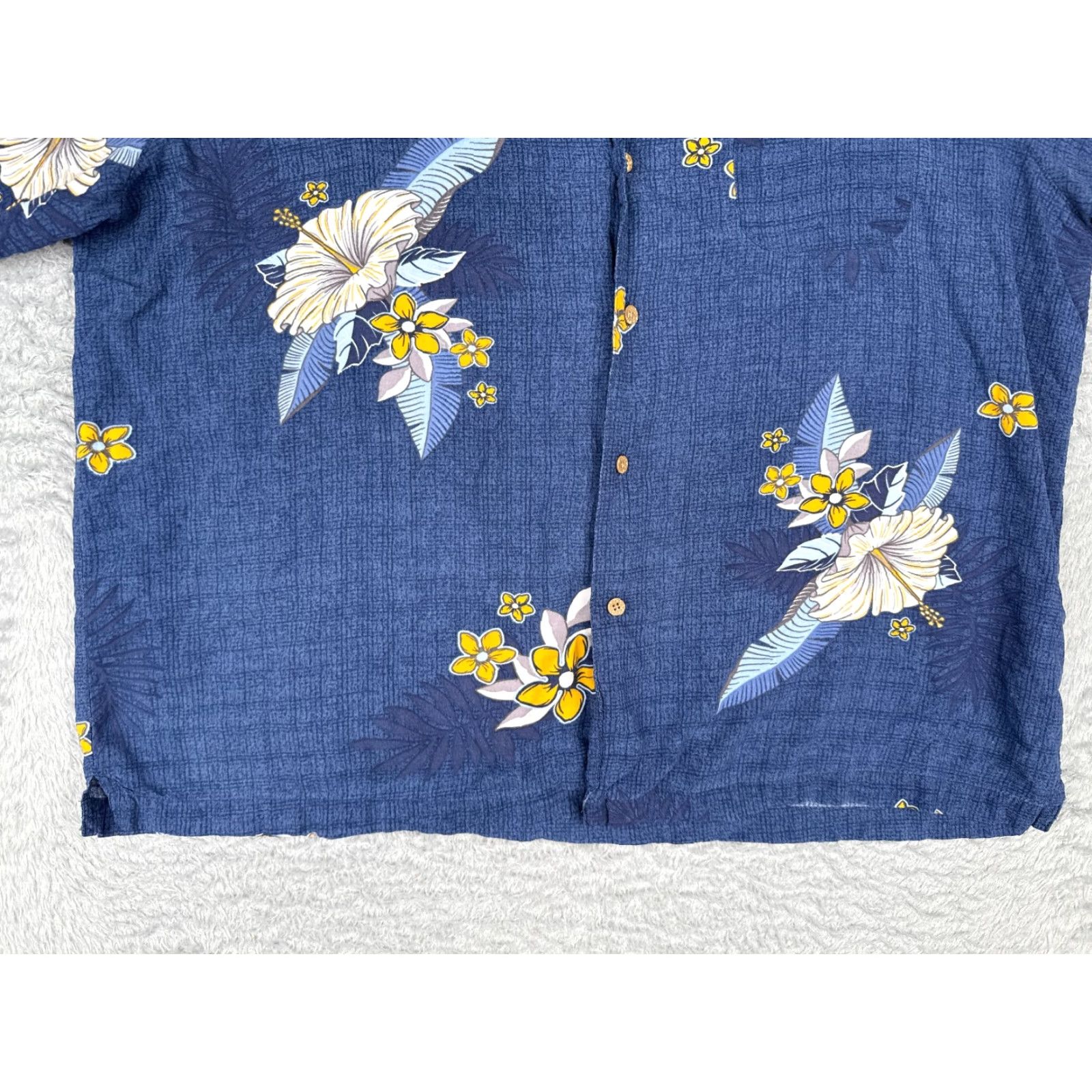 George George Hawaiian Shirt Men XL Blue Yellow Floral Button-Up 100% Rayon Casual Short Sleeve Made in Bangladesh Regular Fit Womens? Size US XL / EU 56 / 4 - 5 Thumbnail