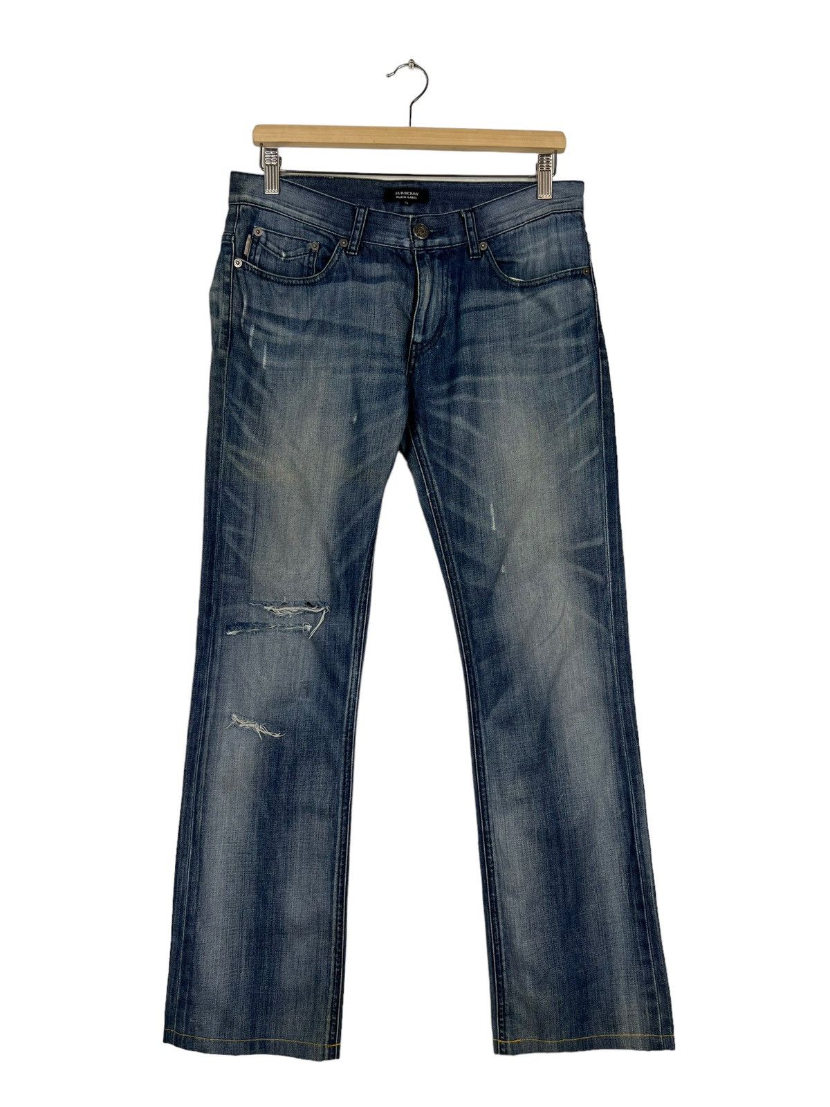 Burberry 🔥 BURBERRY BLACK LABEL DYED DISTRESSED DENIM JEANS Size US 33 - 2 Thumbnail