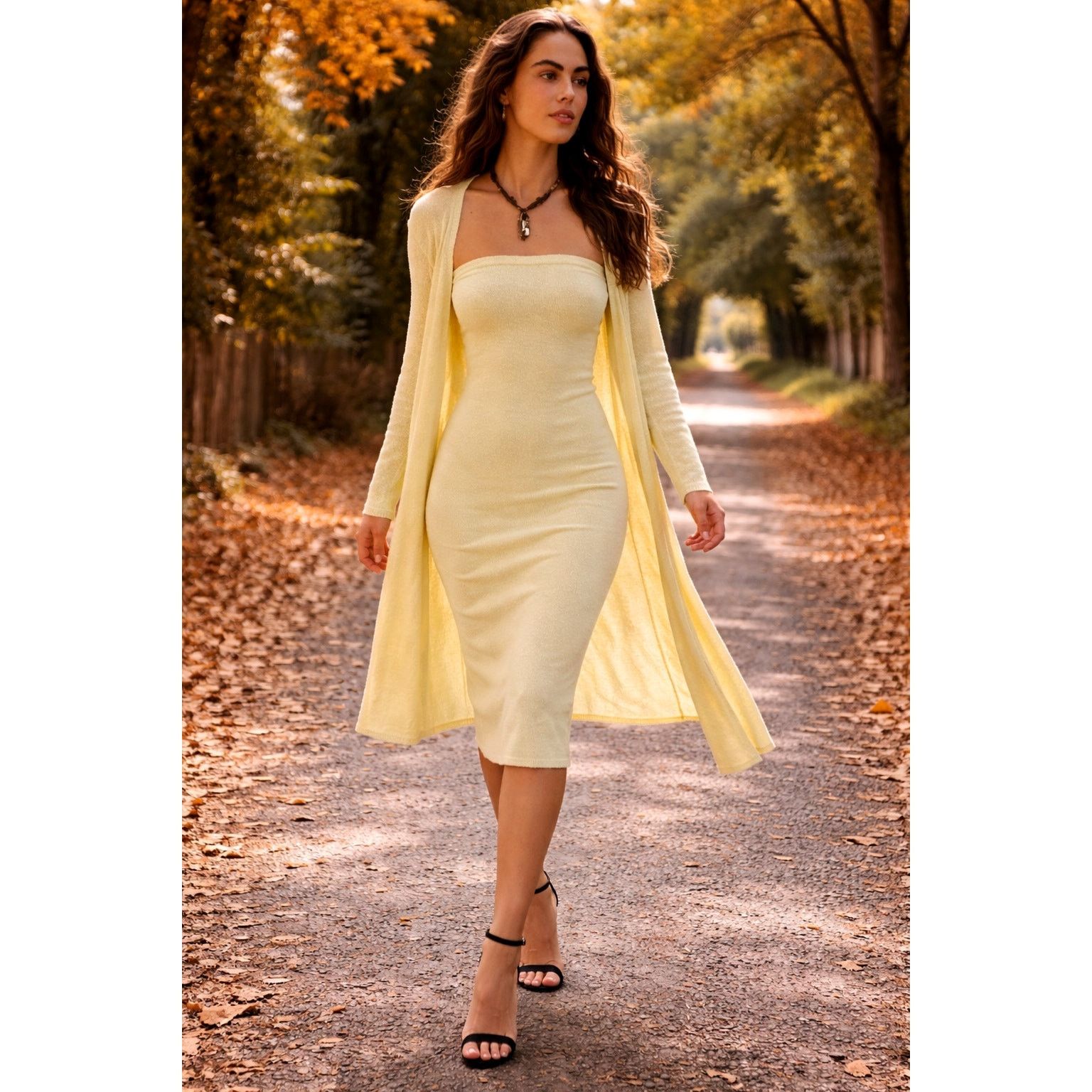Free People Free People Lottie Solid Sweater Dress Set Lemongrass M Size M / US 6-8 / IT 42-44 - 1 Thumbnail