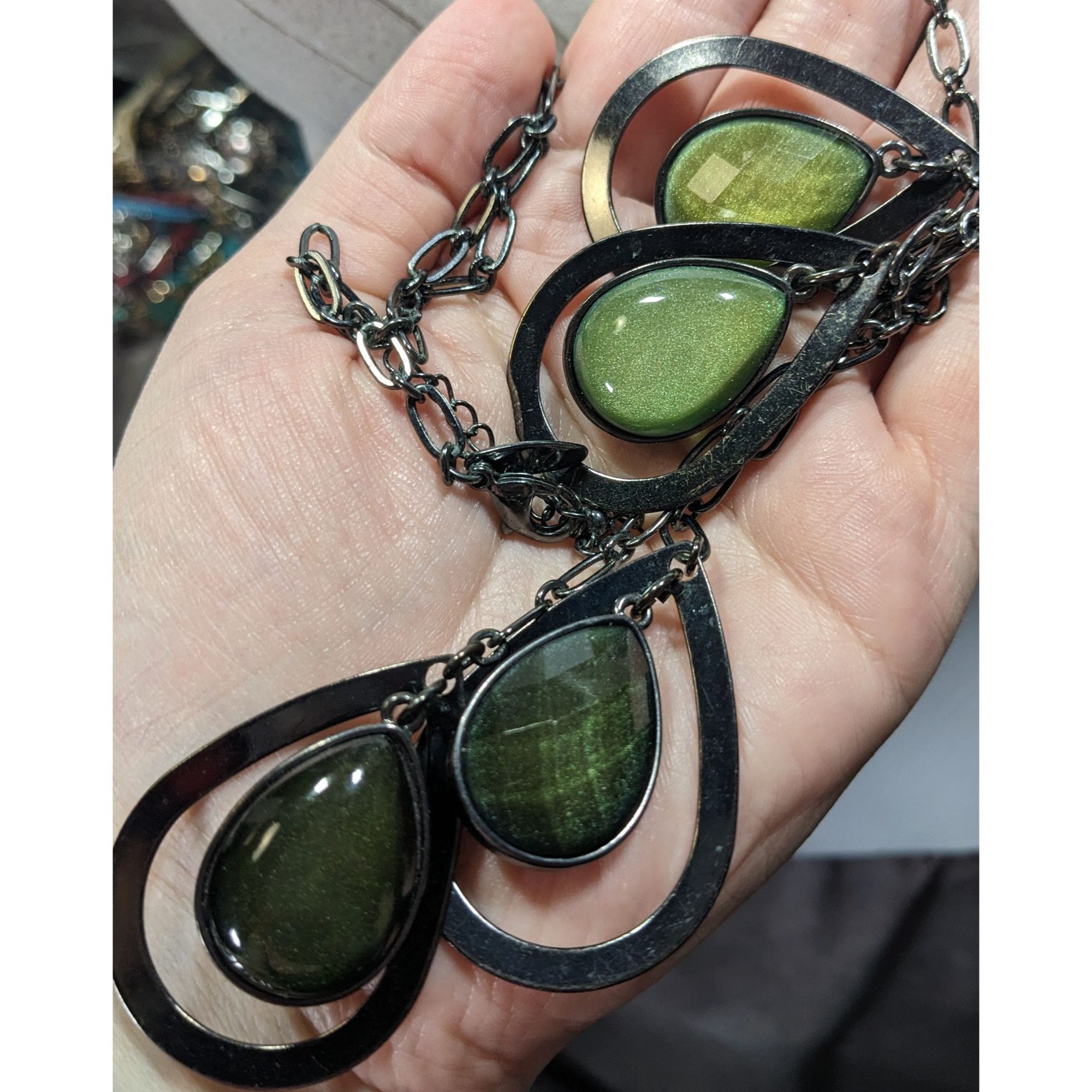 Other NY Collection Green Glass Teardrop Cluster Pendant Necklace Size ONE SIZE - 3 Thumbnail