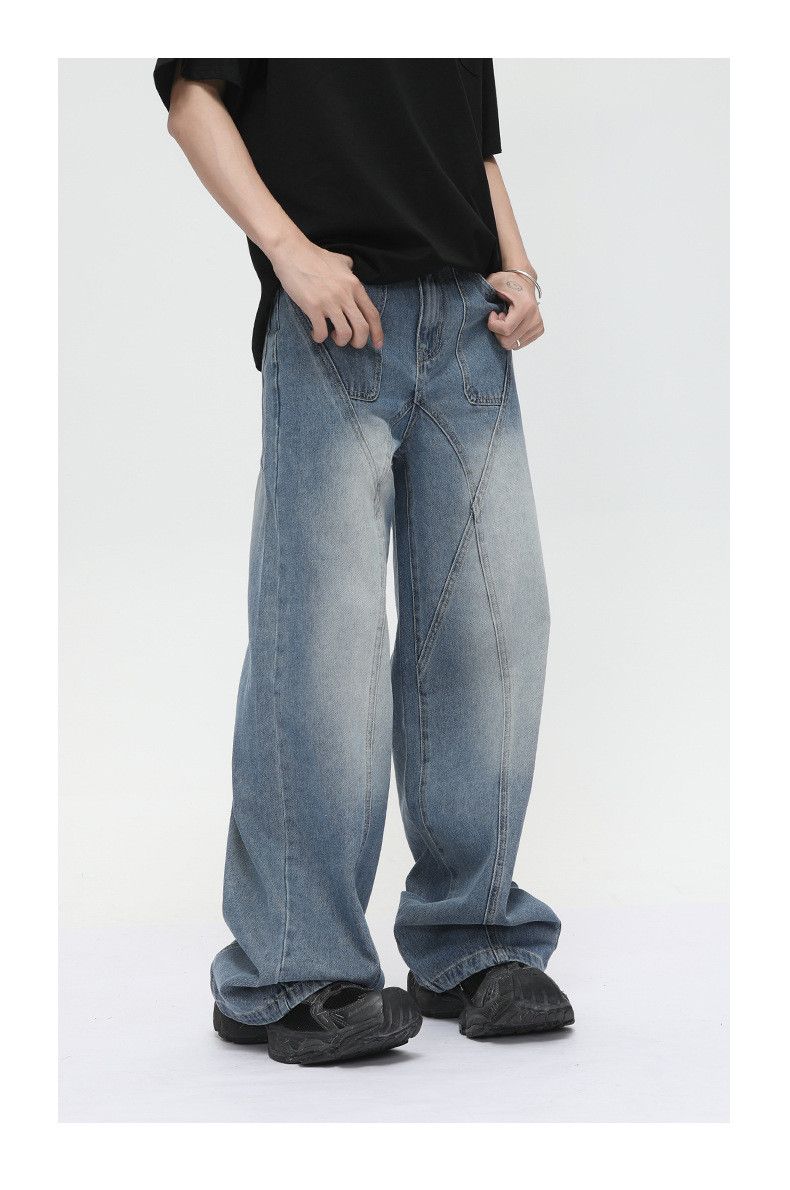 Japanese Brand × Jean Street heavy duty wide leg straight all-match washed jeans Size US 32 / EU 48 - 4 Thumbnail