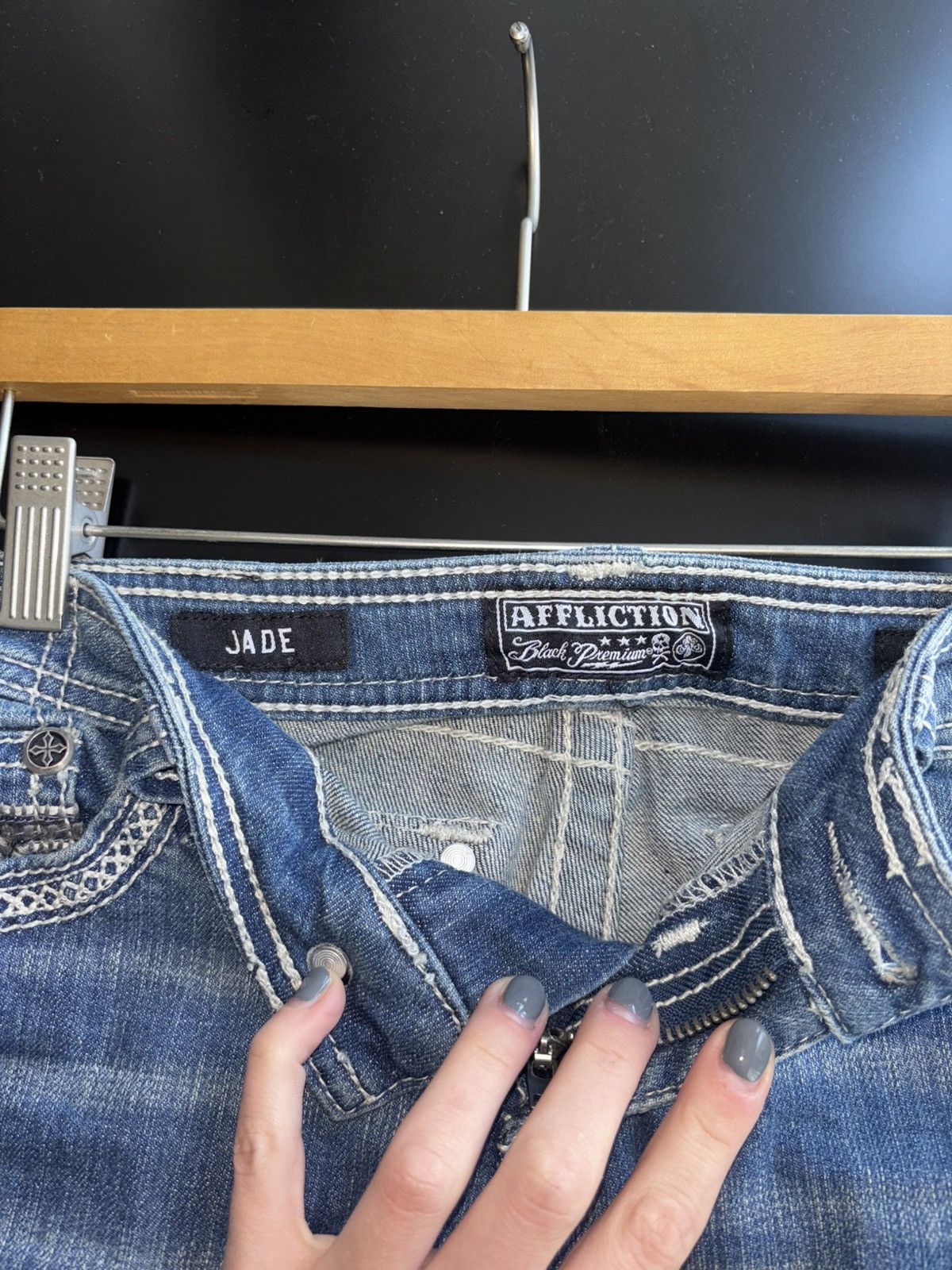 Affliction Y2K Affliction Jade Lowrise Denim — Cross Details — Size 26 Size 26" / US 2 / IT 38 - 4 Thumbnail
